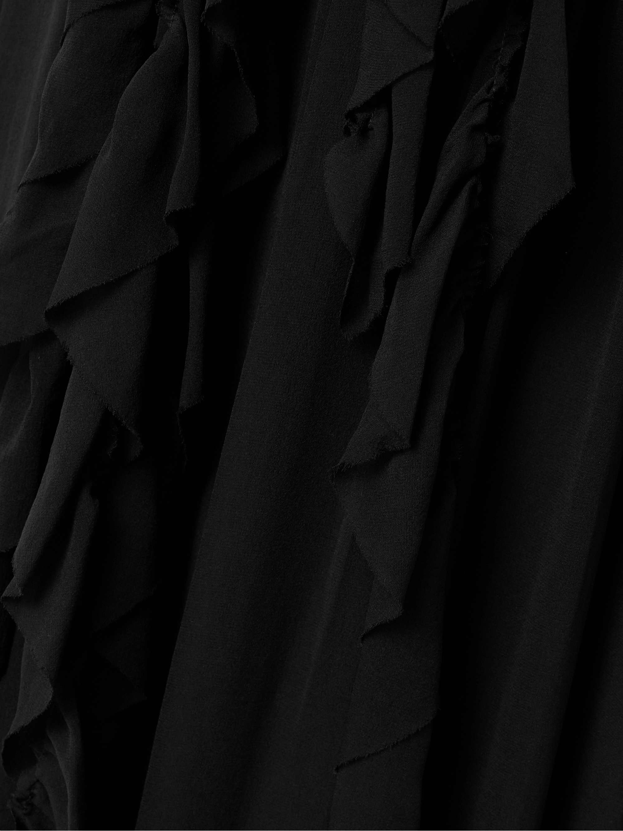 Adona one-shoulder ruffled gathered silk-chiffon gown view