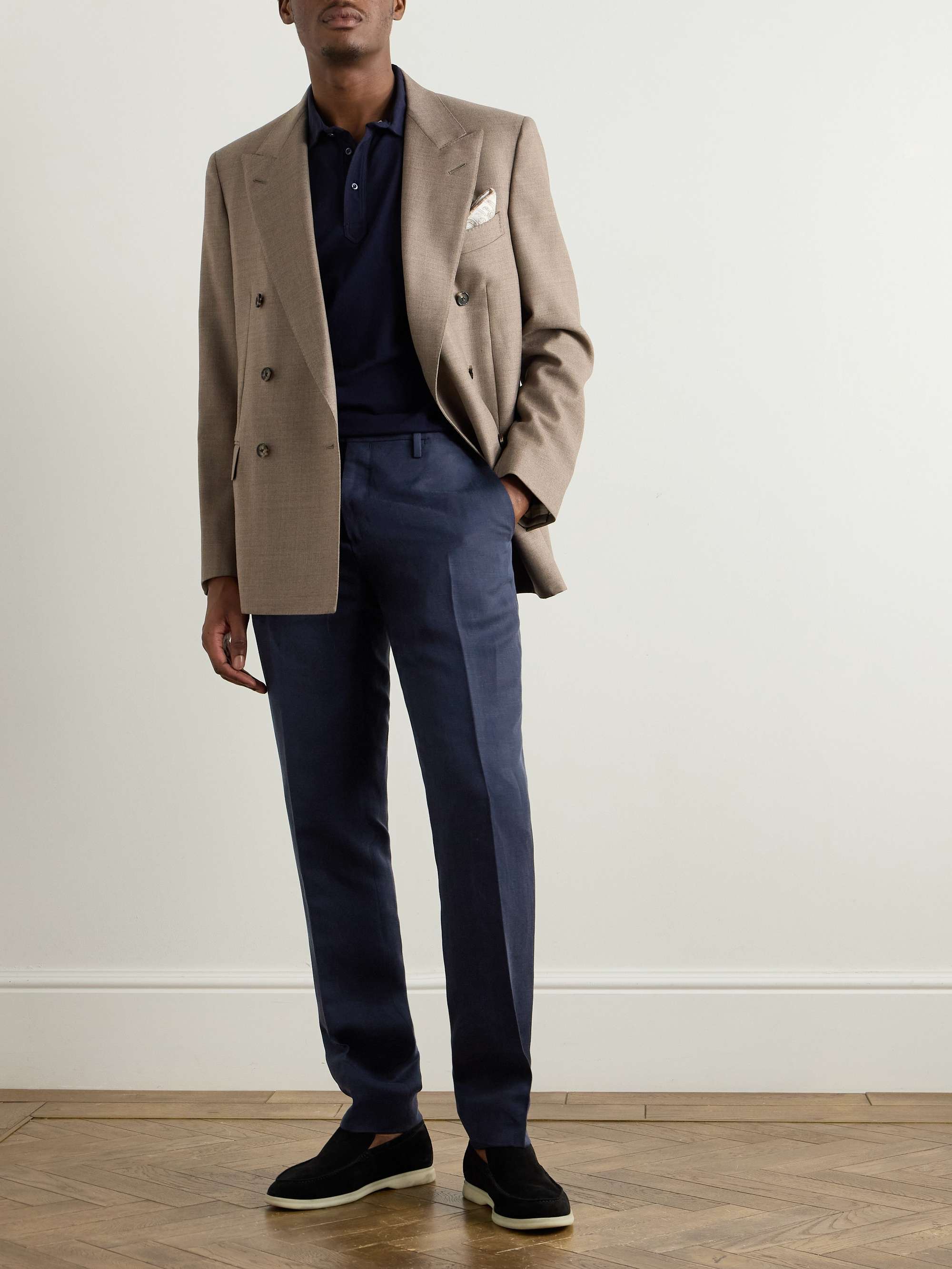 Straight-Leg Lyocell and Linen-Blend Twill Suit Trousers view