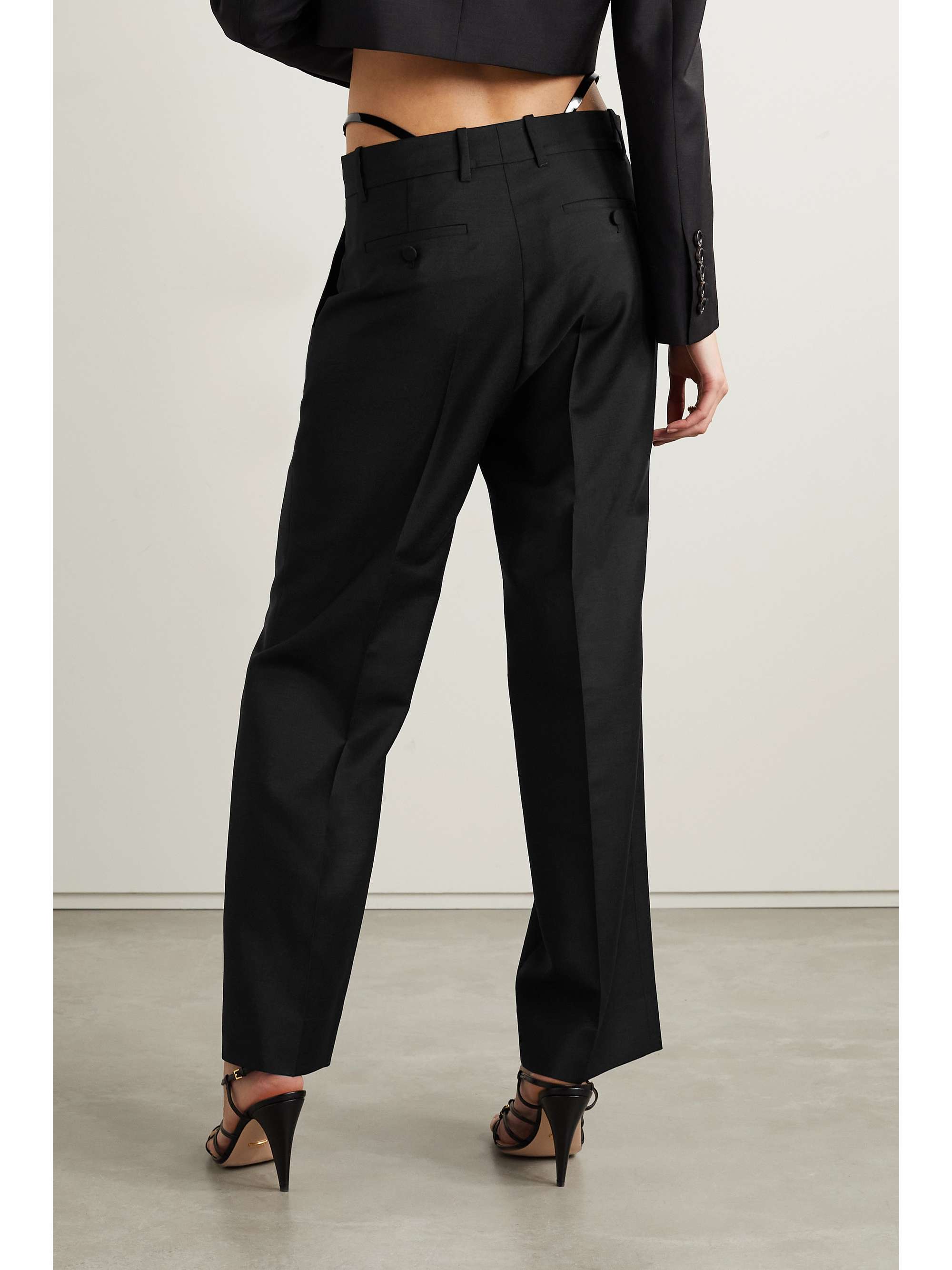 Crystal-embellished mohair and wool-blend straight-leg pants view