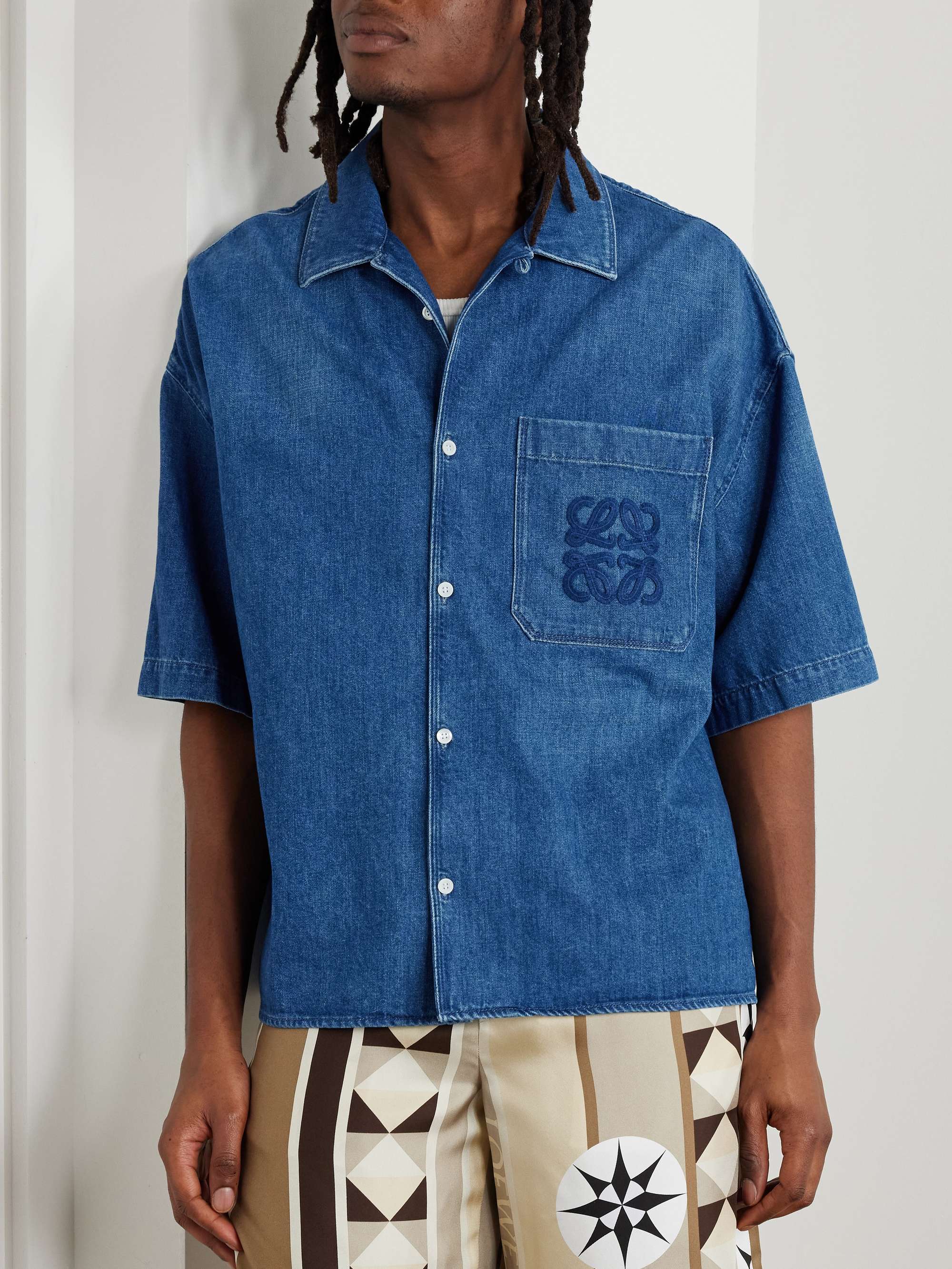 + Paula's Ibiza Logo-Embroidered Denim Shirt view