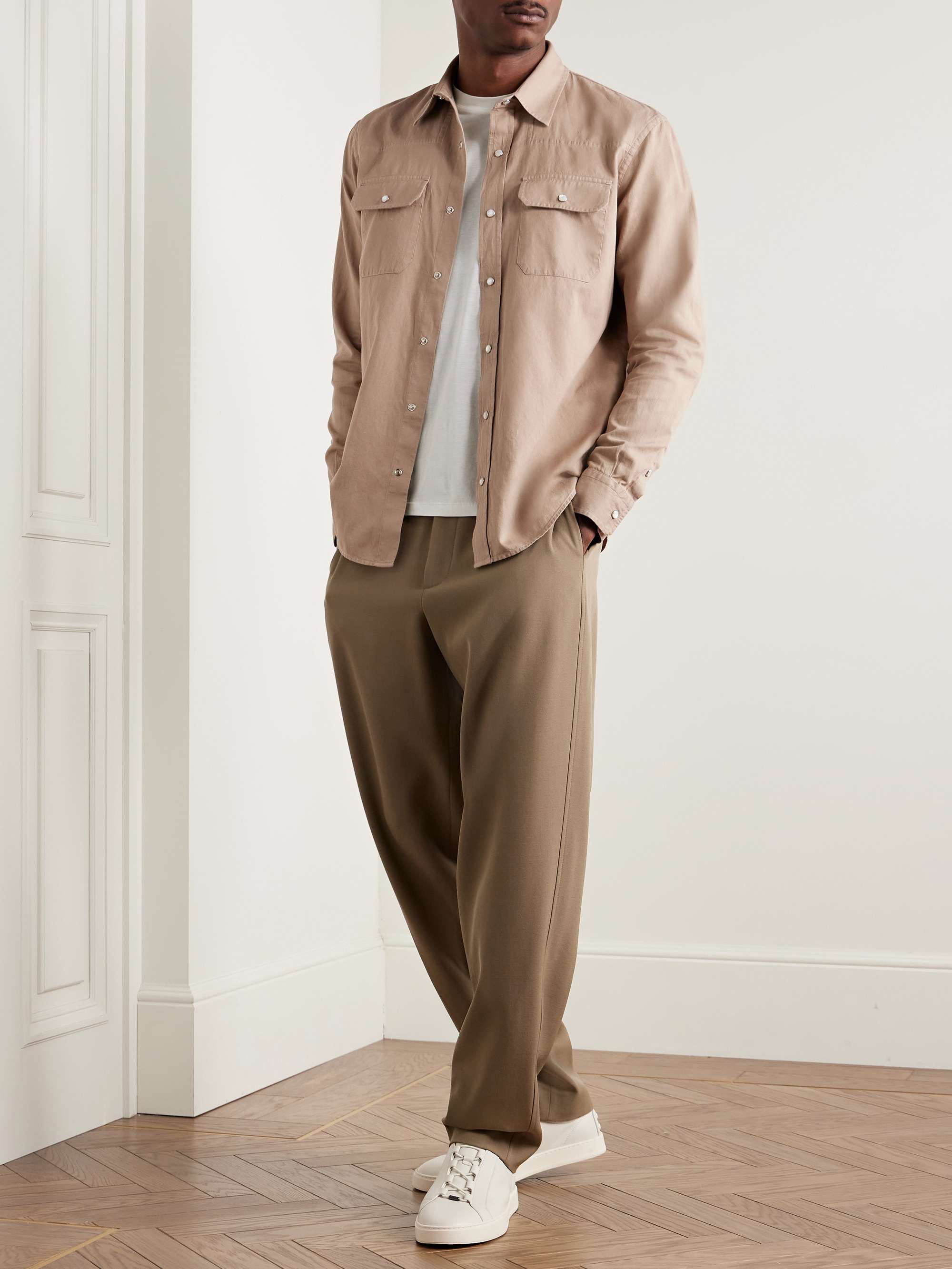 Slim-Fit Cotton and Linen-Blend Shirt view