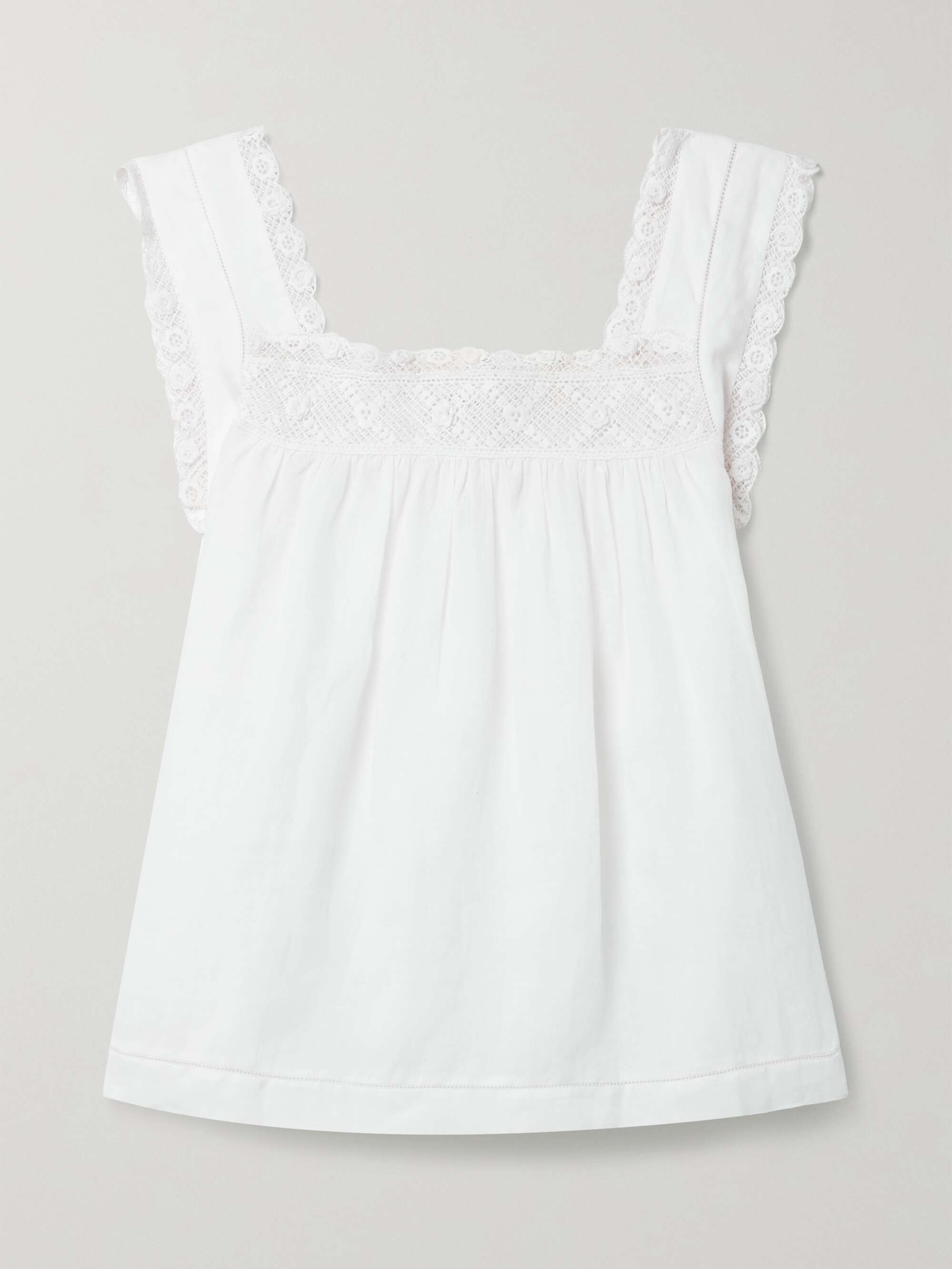 Aphra crochet-trimmed ramie top view