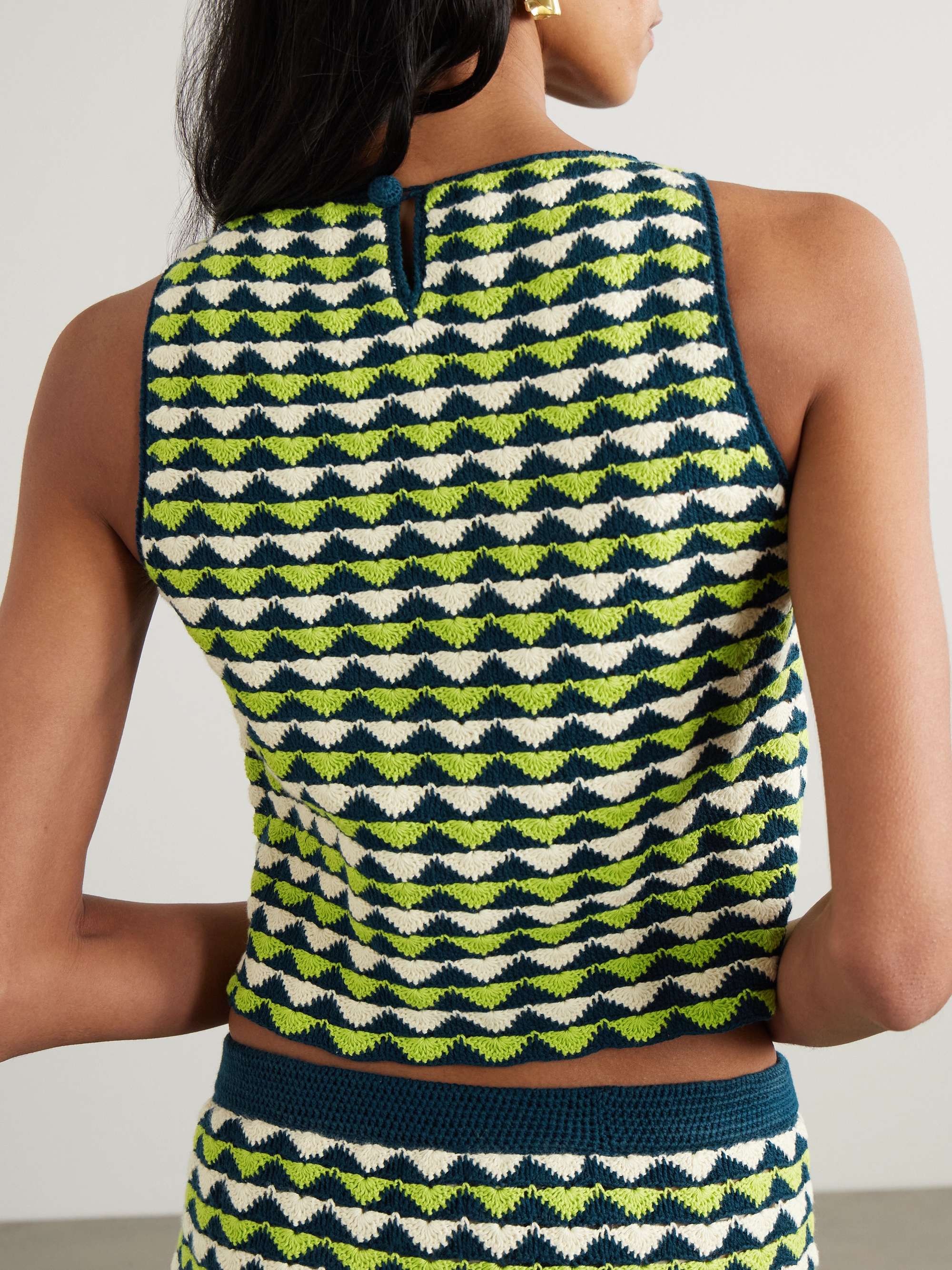 Motupe cropped scalloped crocheted cotton top view
