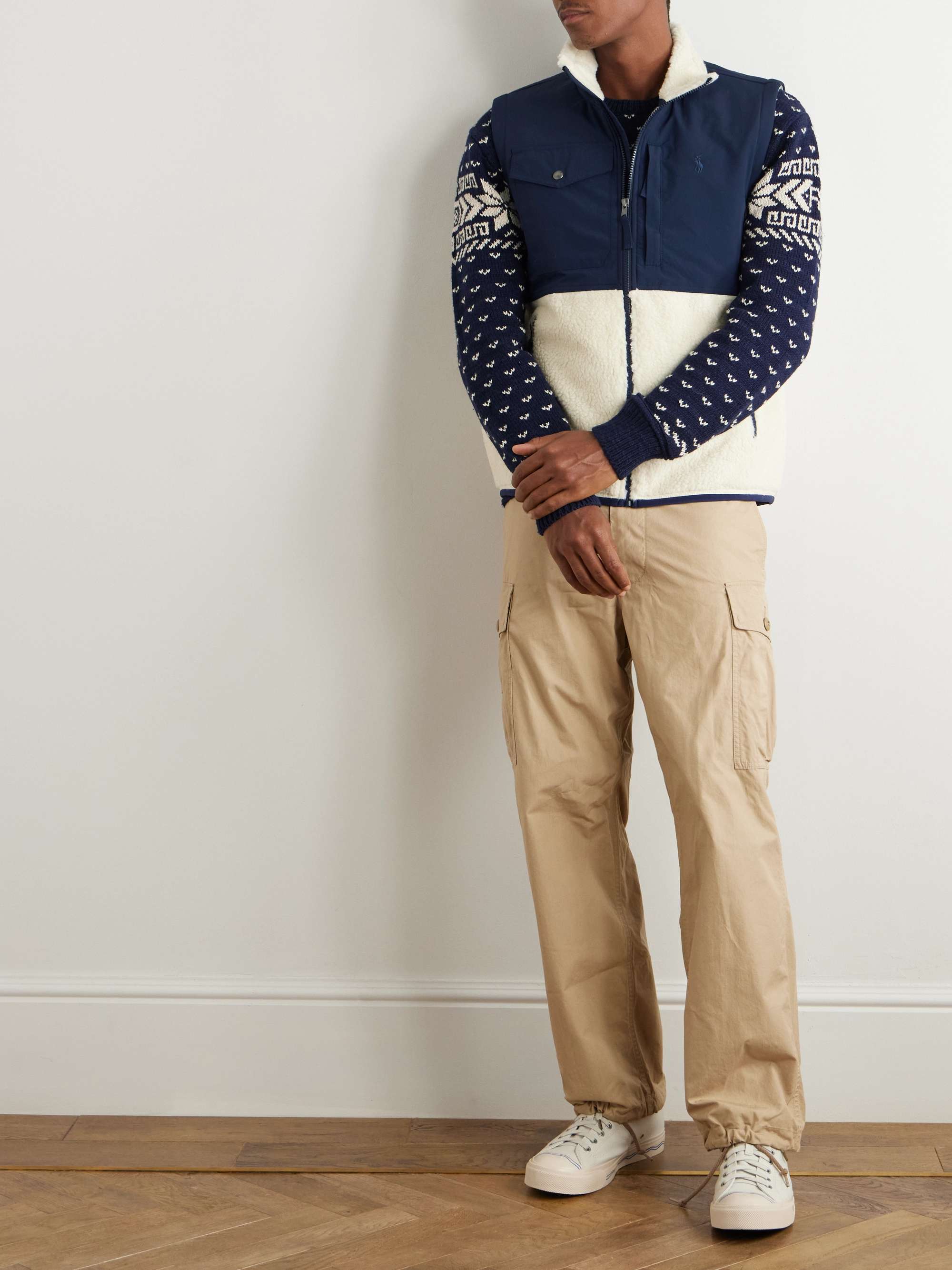 Logo-Embroidered Fleece-Panelled Shell Gilet view