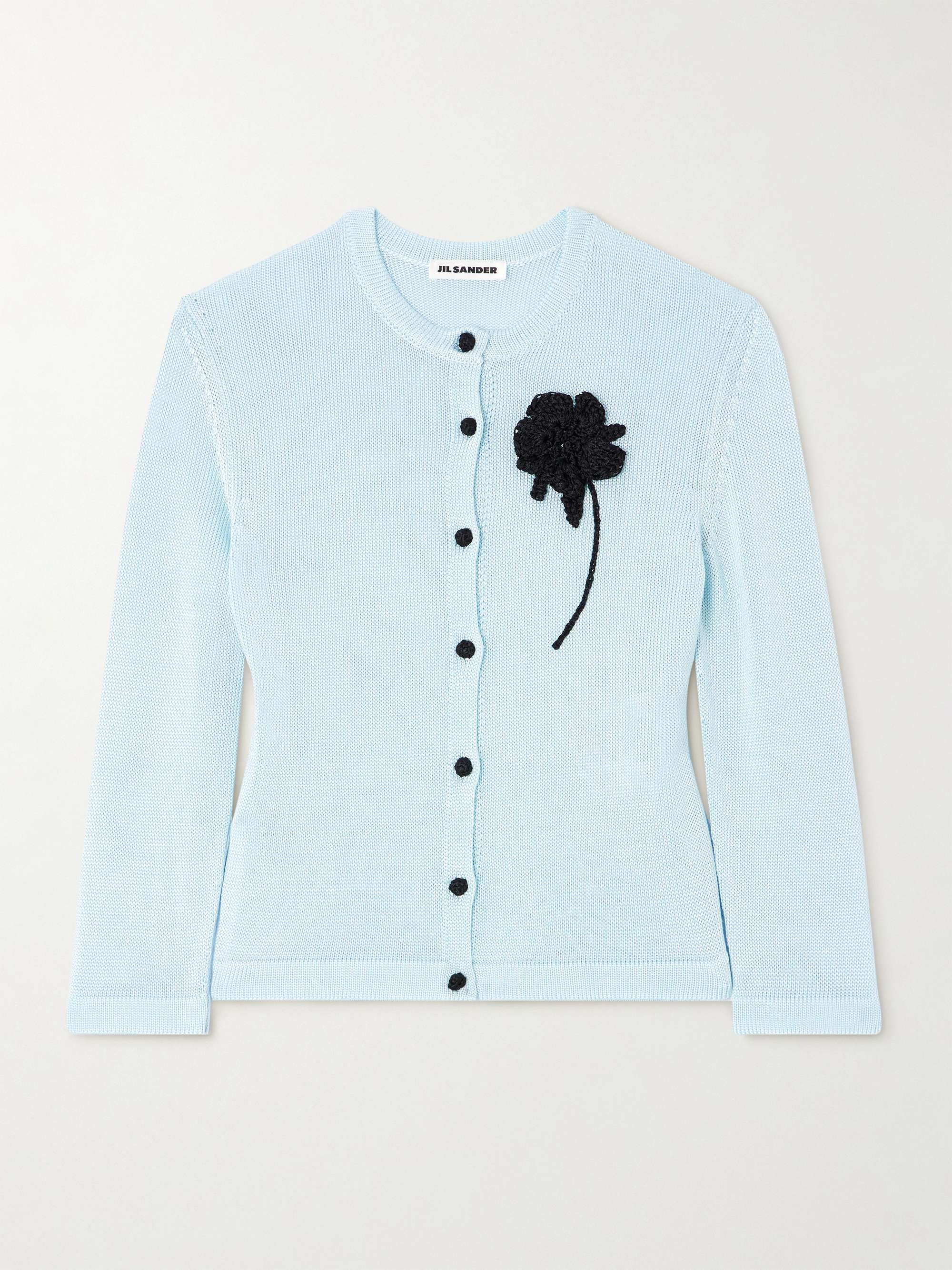 Appliquéd knitted cardigan view
