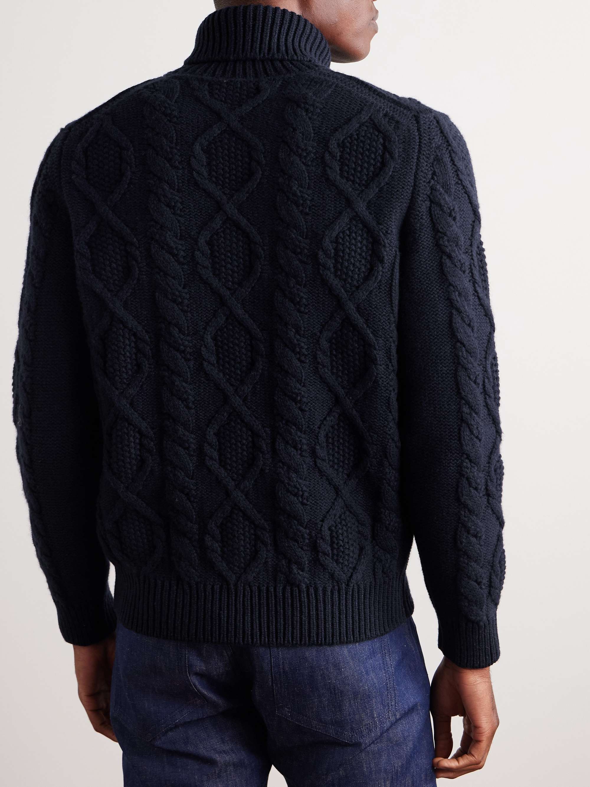 Cable-Knit Wool and Cashmere-Blend Rollneck Sweater view