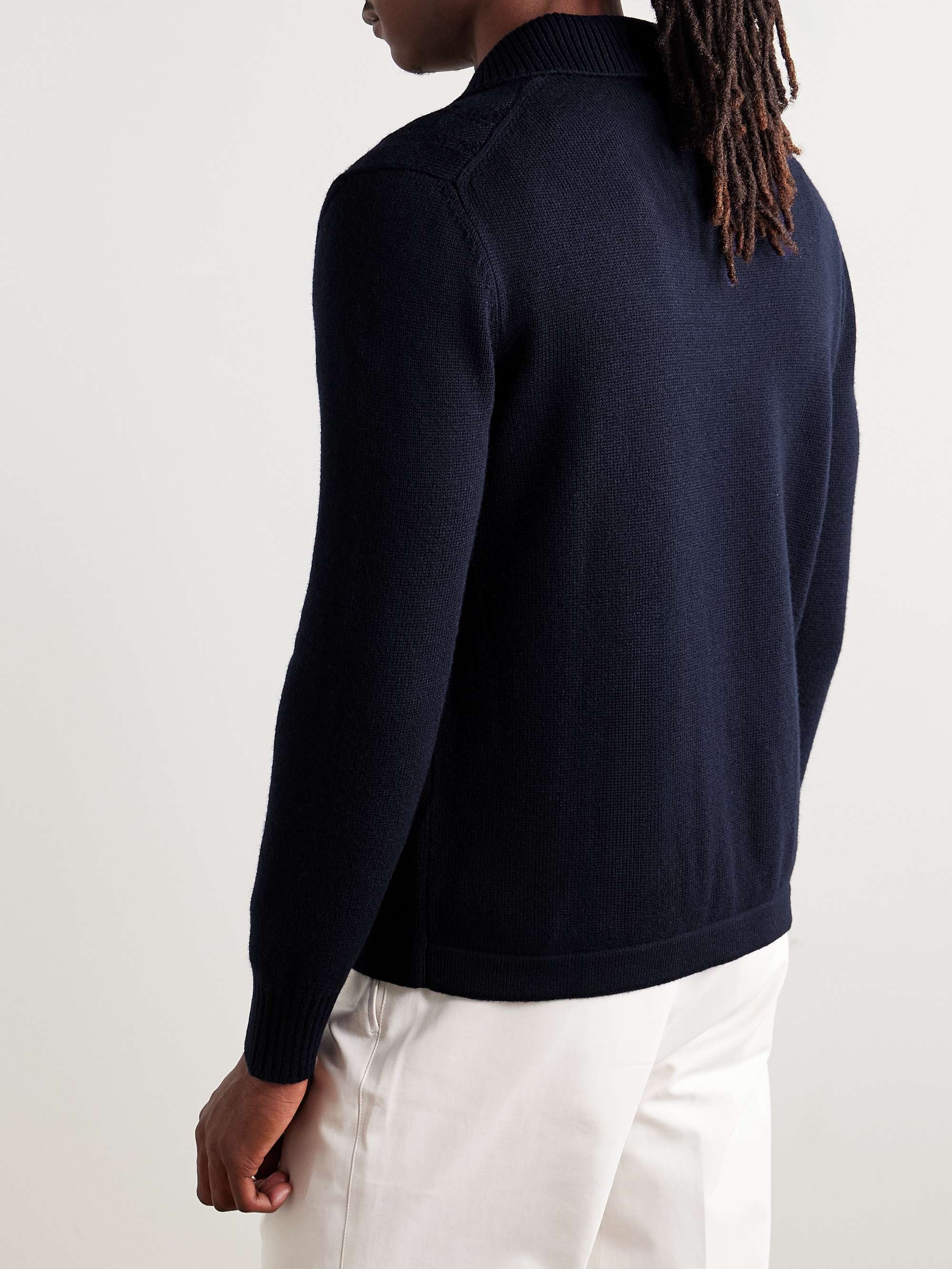 Pointelle-Knit Virgin Wool Polo Shirt view