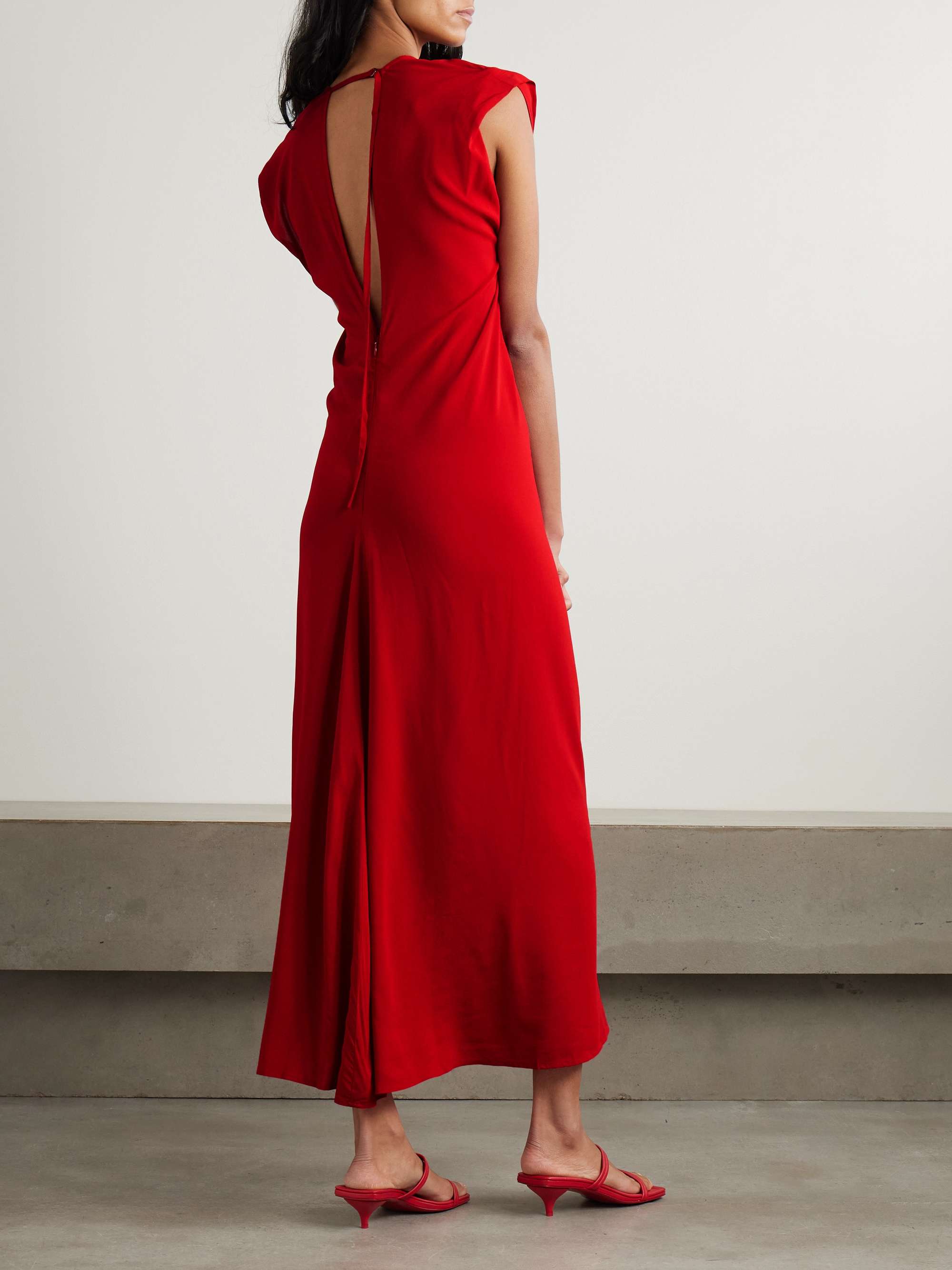 Plunge draped crepe maxi dress view