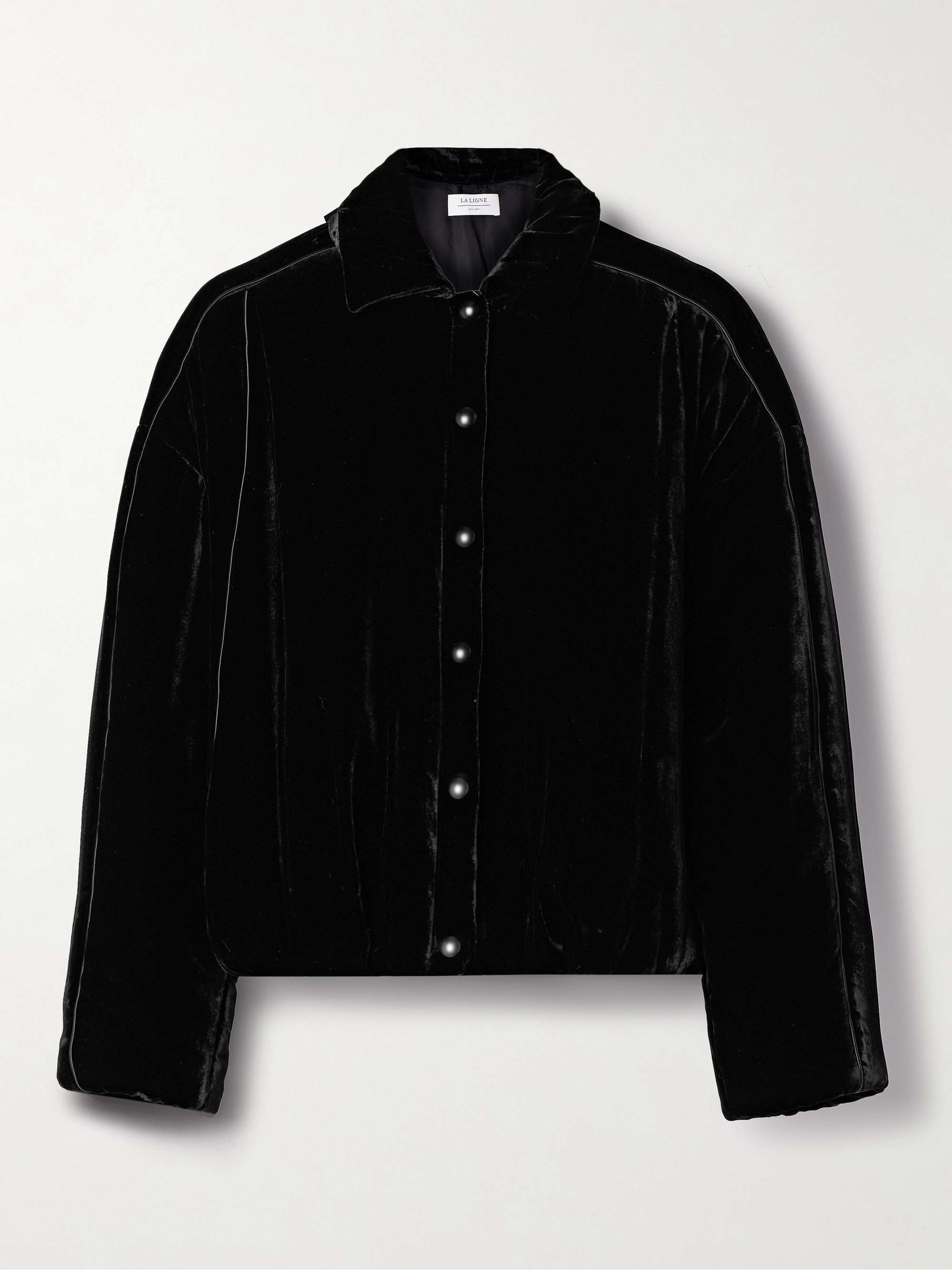 Celia satin-trimmed padded velvet jacket view