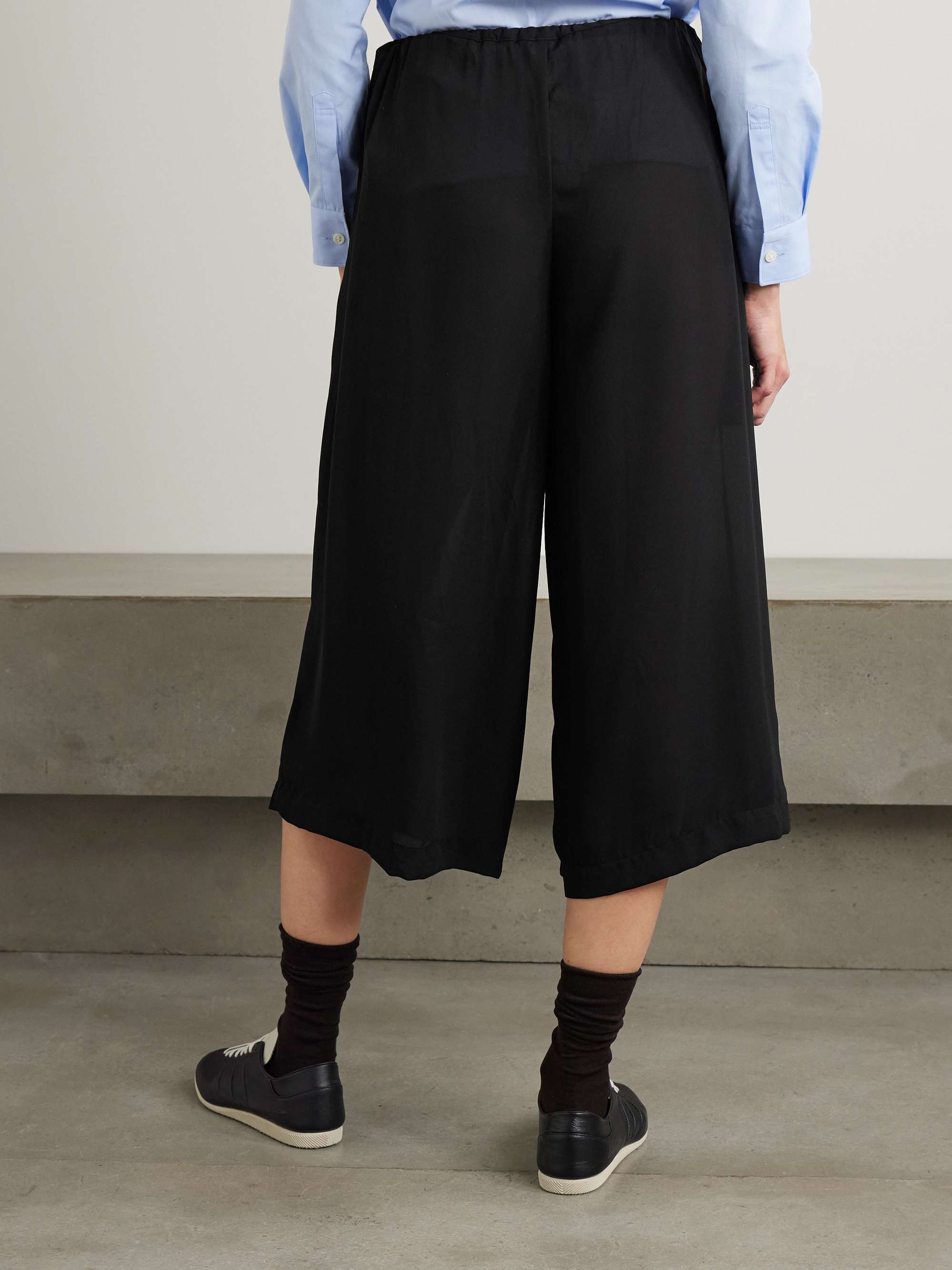 Cropped crepe de chine wide-leg pants view