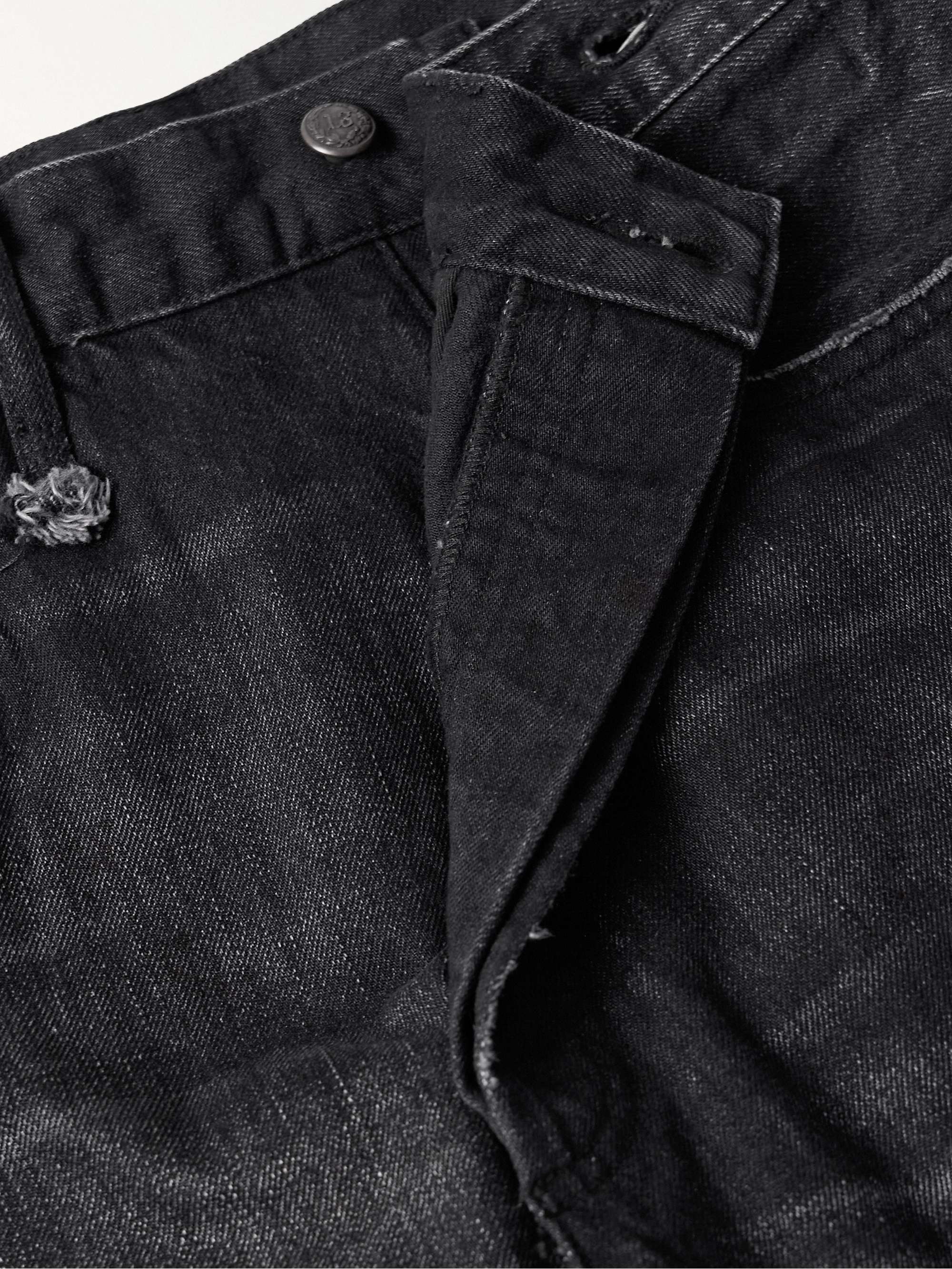 Crossover asymmetric distressed mid-rise boyfriend jeans view
