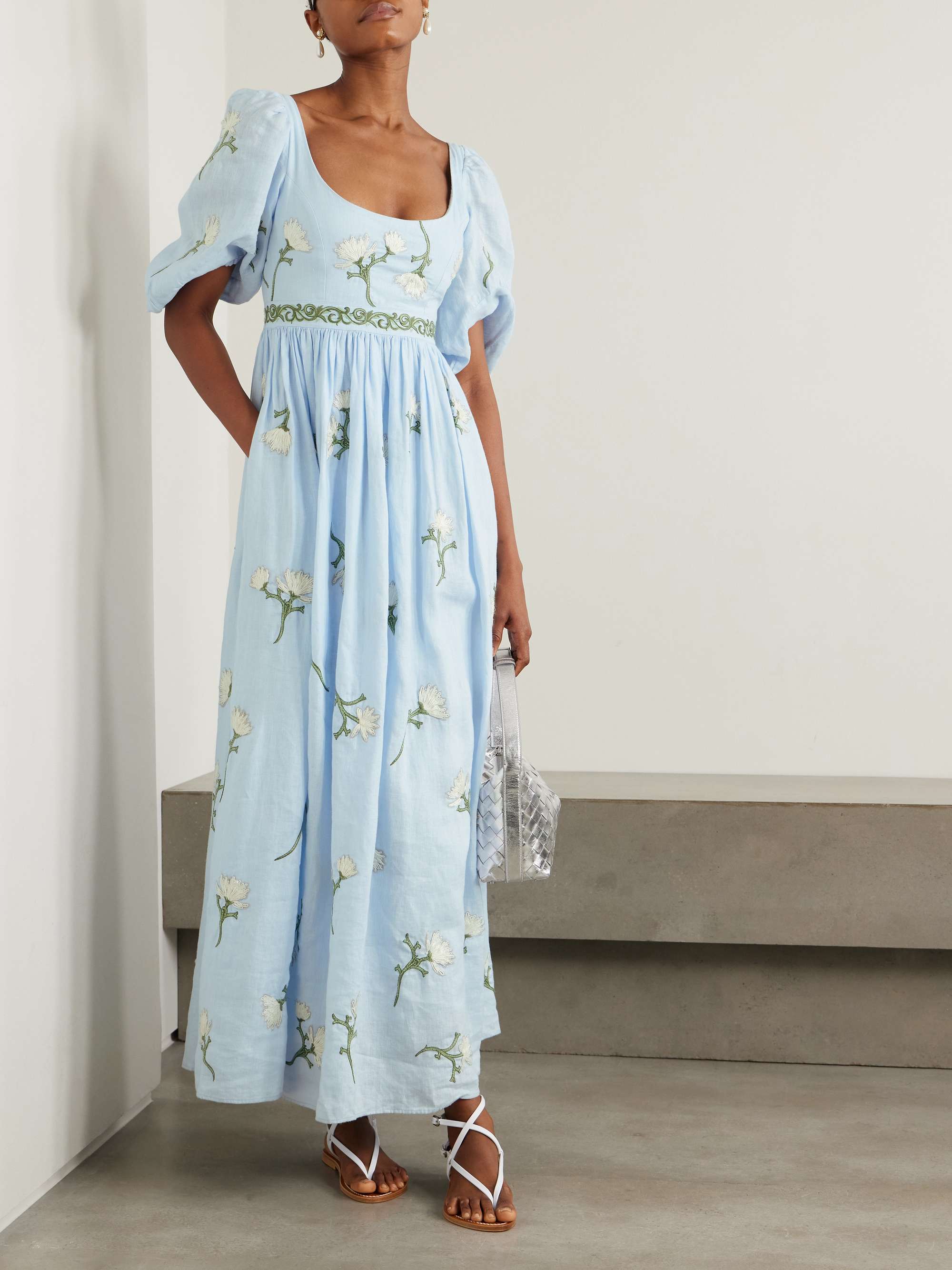 Viviane Soledad embroidered linen maxi dress view
