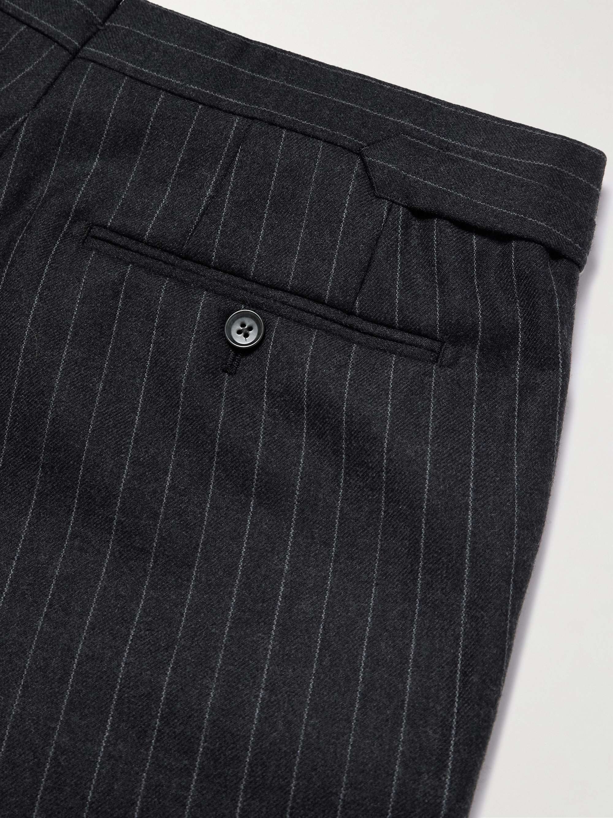 Shelton Straight-Leg Pinstriped Wool Trousers view