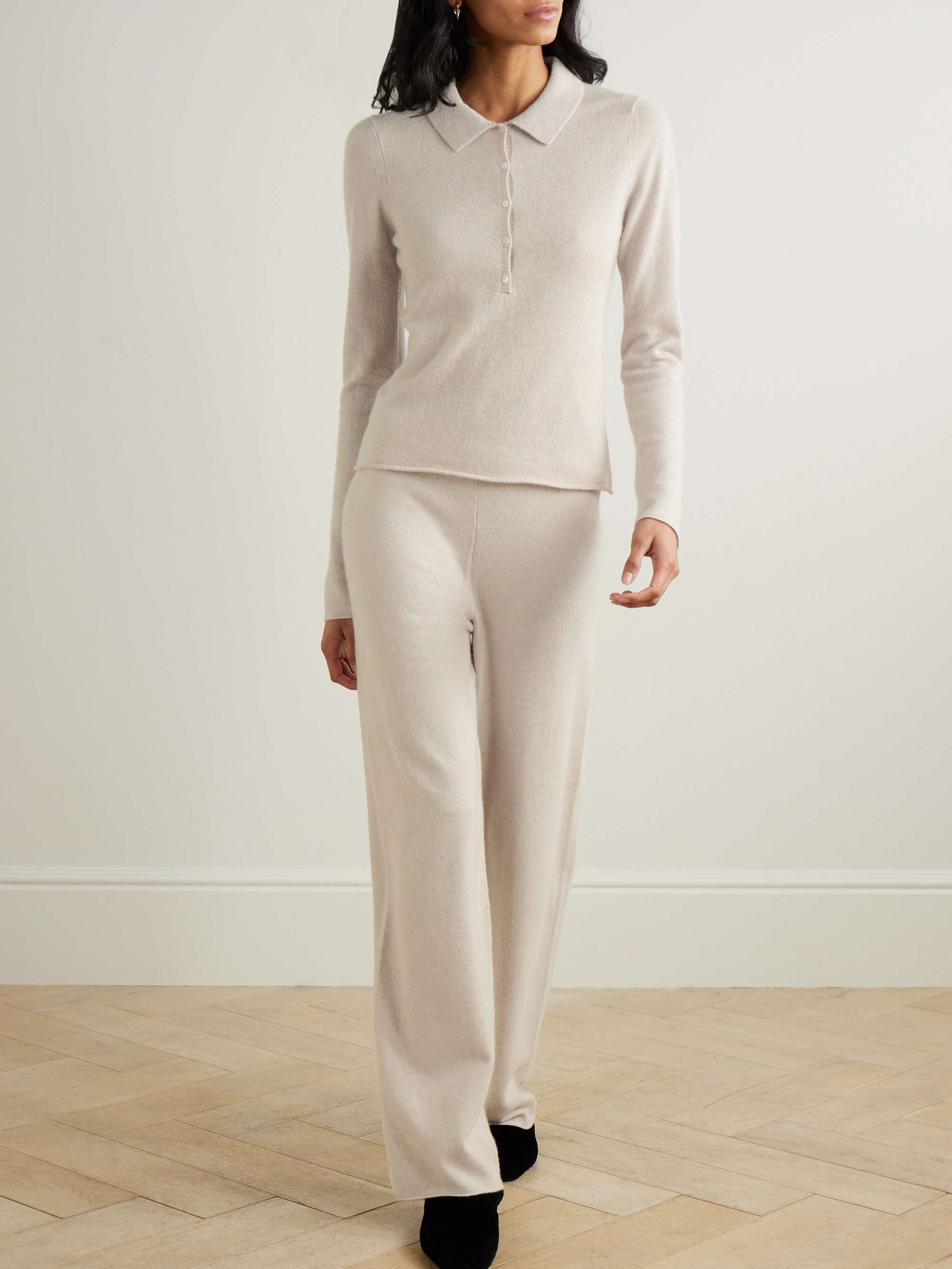 Penelope cashmere polo top view