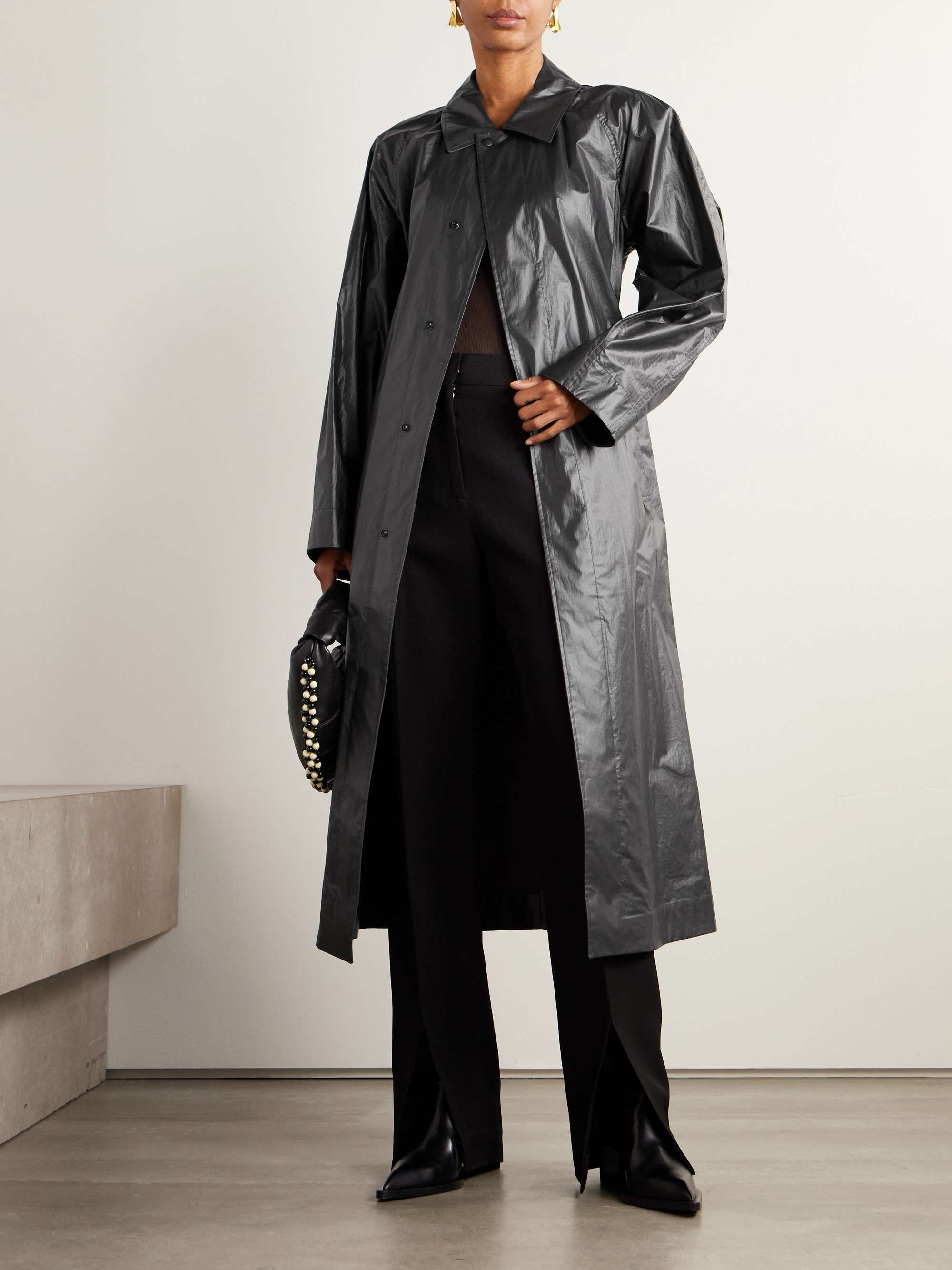 Belted coated-organic cotton trench coat view