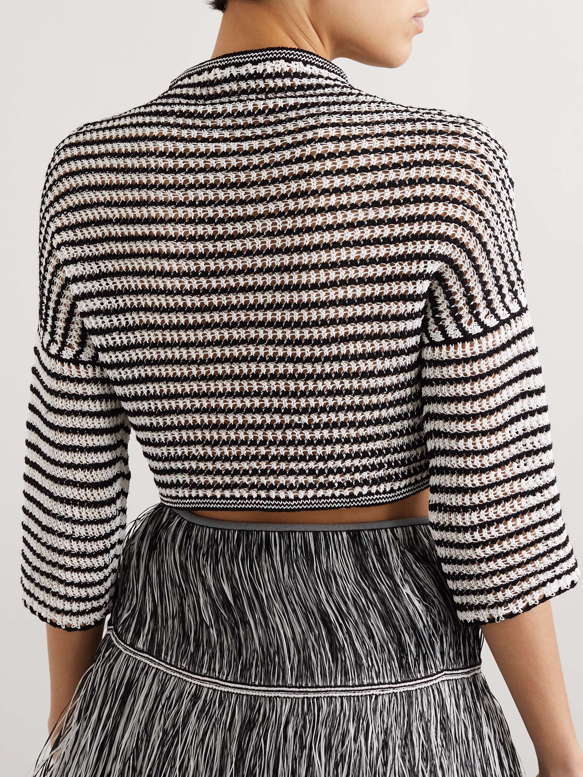 Cropped striped open-knit top view