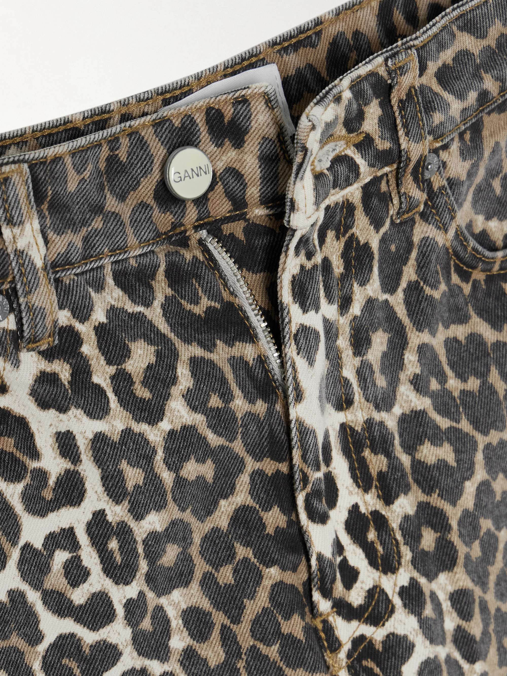 Leopard-print high-rise tapered jeans view