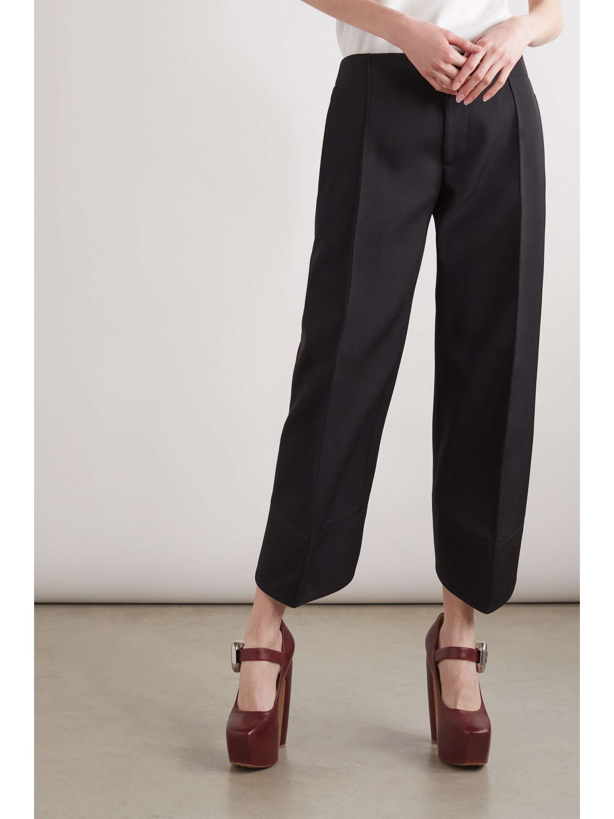 Pleated grain de poudre wool straight-leg pants view
