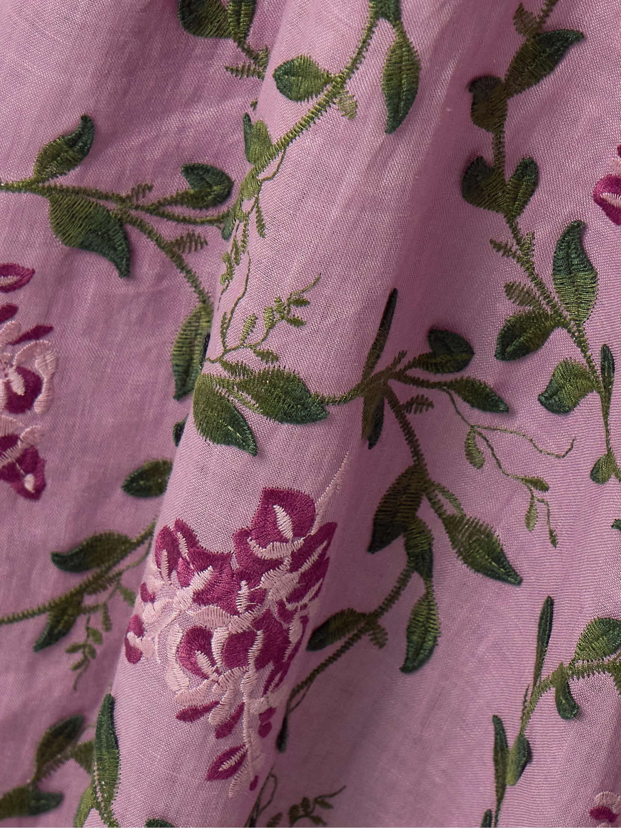 Marea Wisteria embroidered linen wide-leg pants view