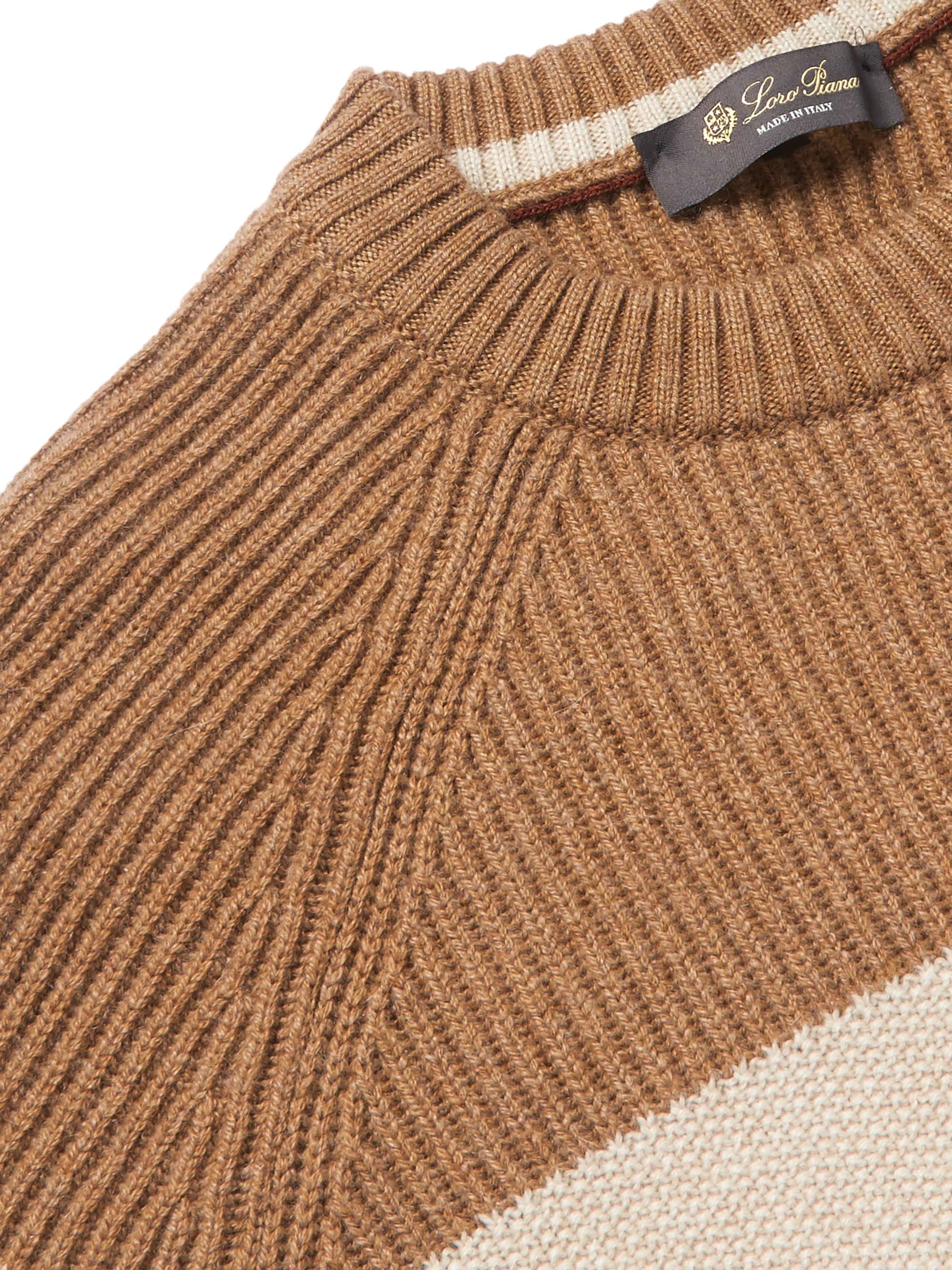 Slim-Fit Striped Ribbed Cashmere Sweater view