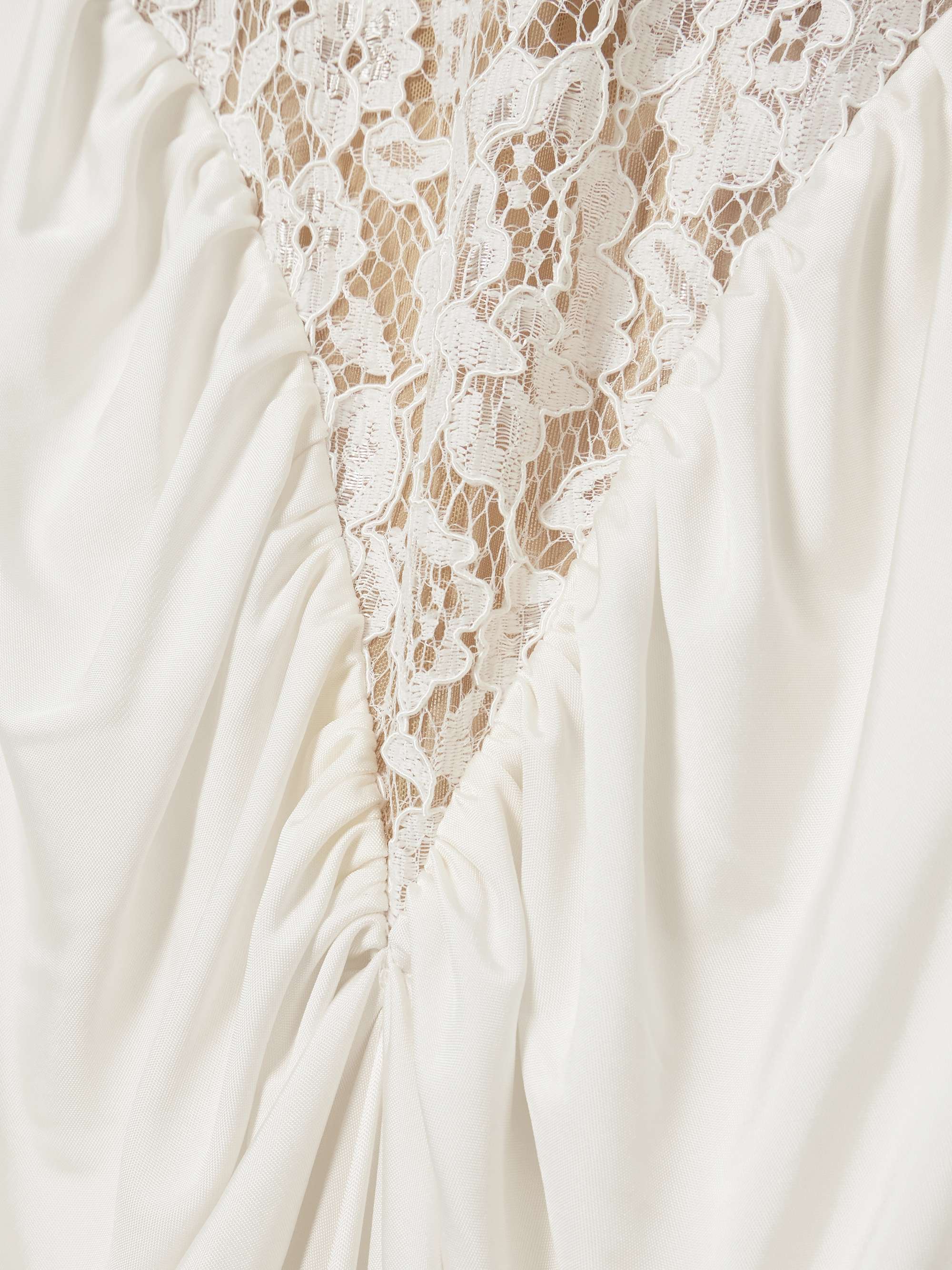 Cass gathered lace-trimmed satin-jersey halterneck gown view