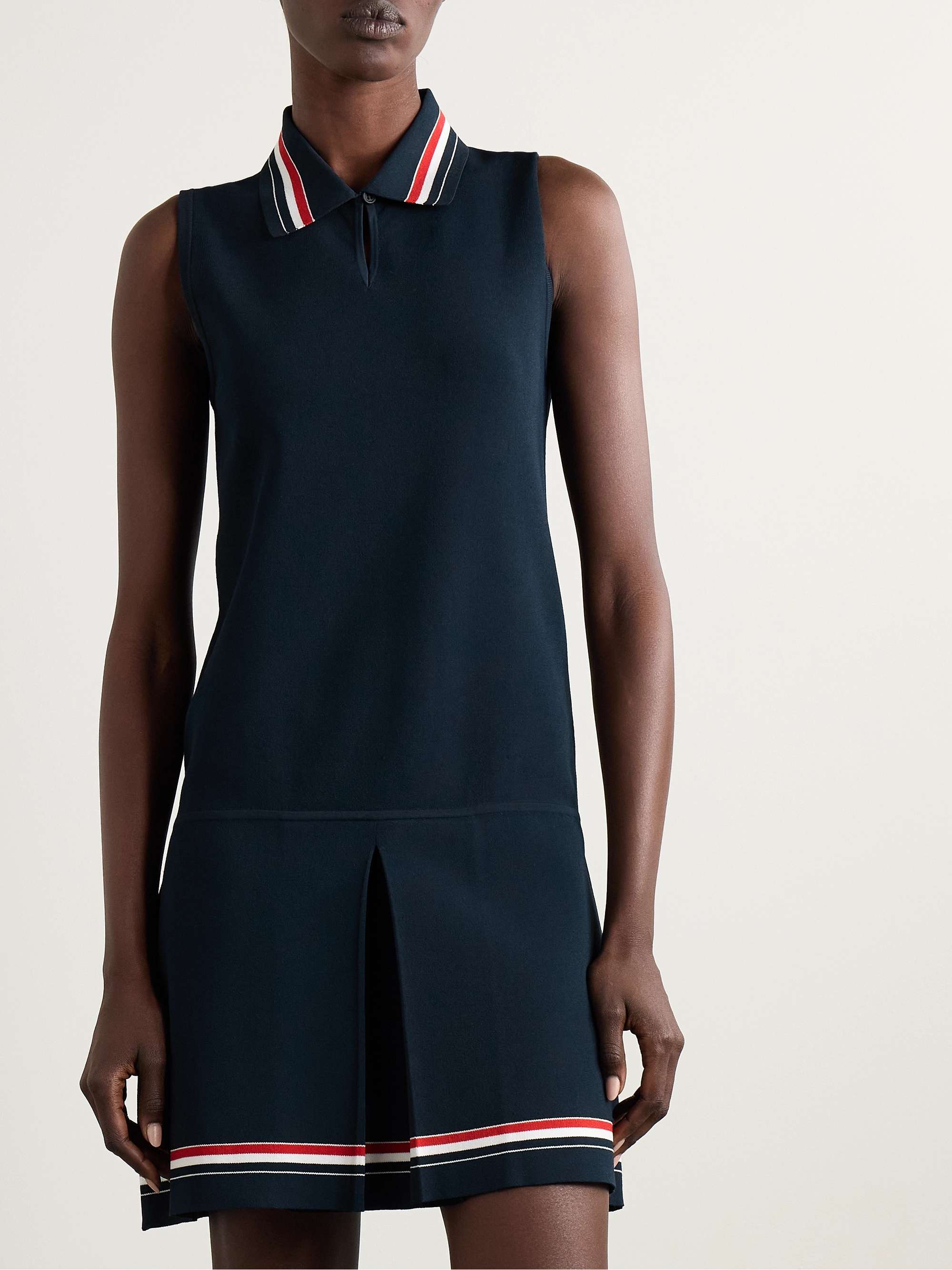 Pleated striped stretch-knit mini dress view
