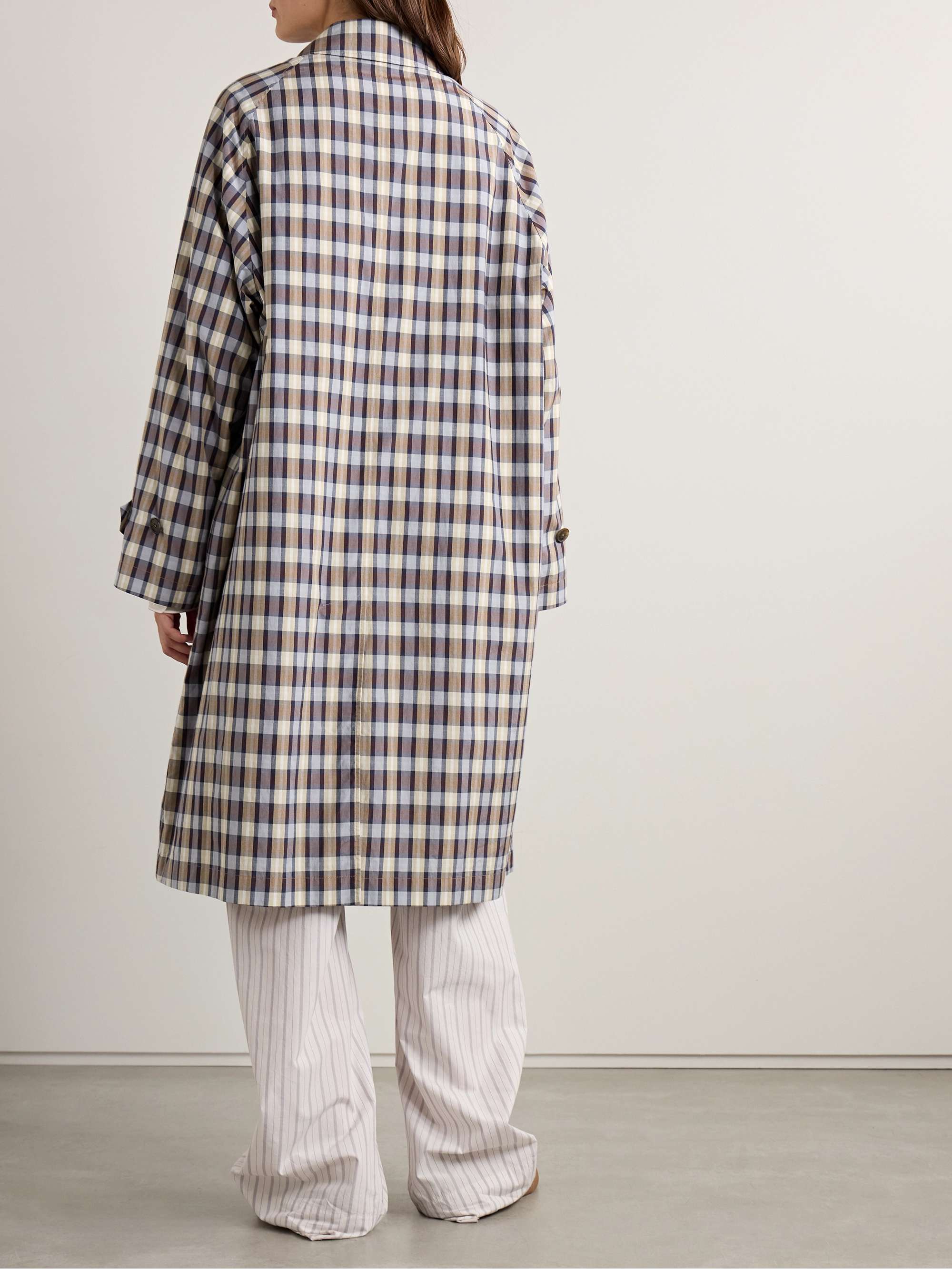 Tavishina checked silk and cotton-blend poplin coat view