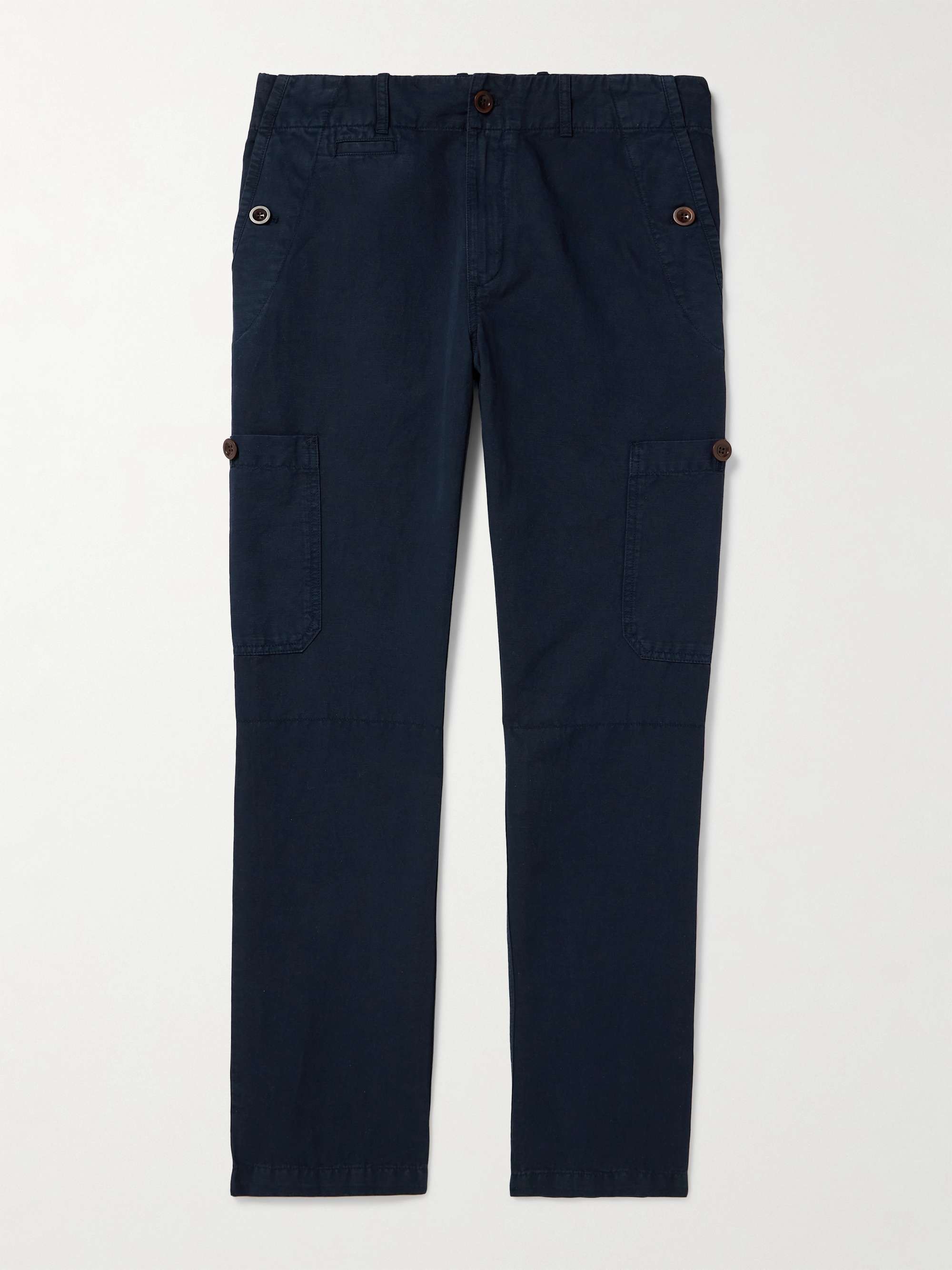 Samuel Straight-Leg Garment-Dyed Cotton and Linen-Blend Twill Cargo Trousers view