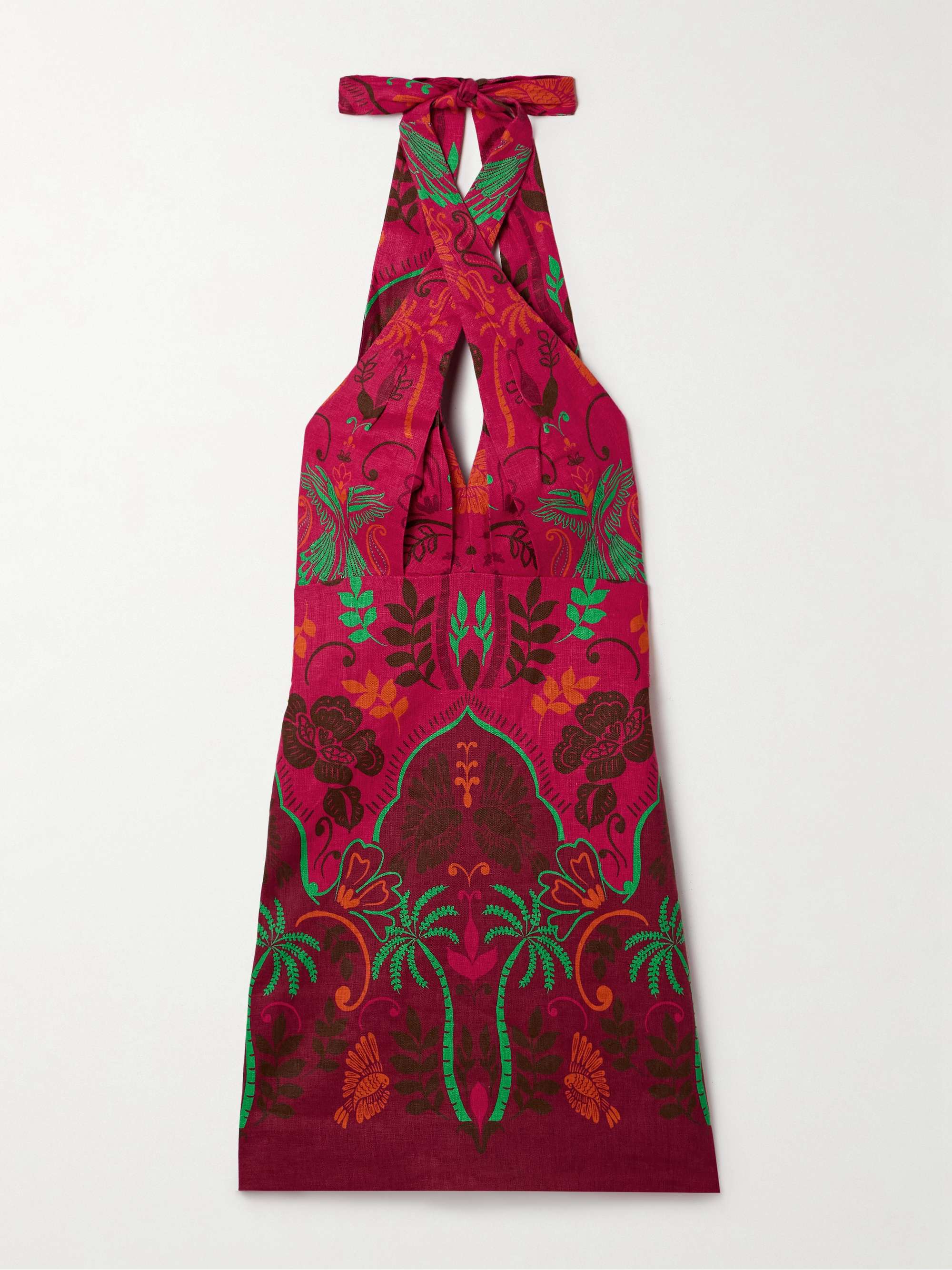 Perla printed linen halterneck mini dress view