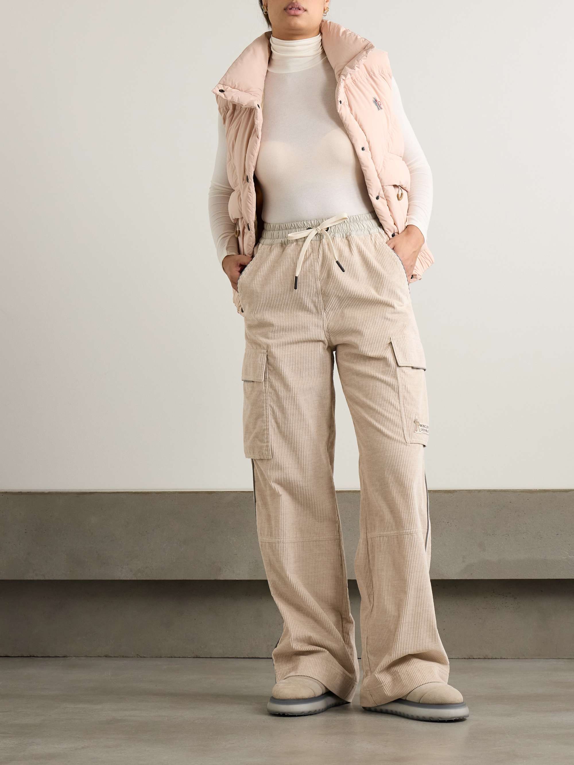 Shell-trimmed cotton-corduroy wide-leg pants view