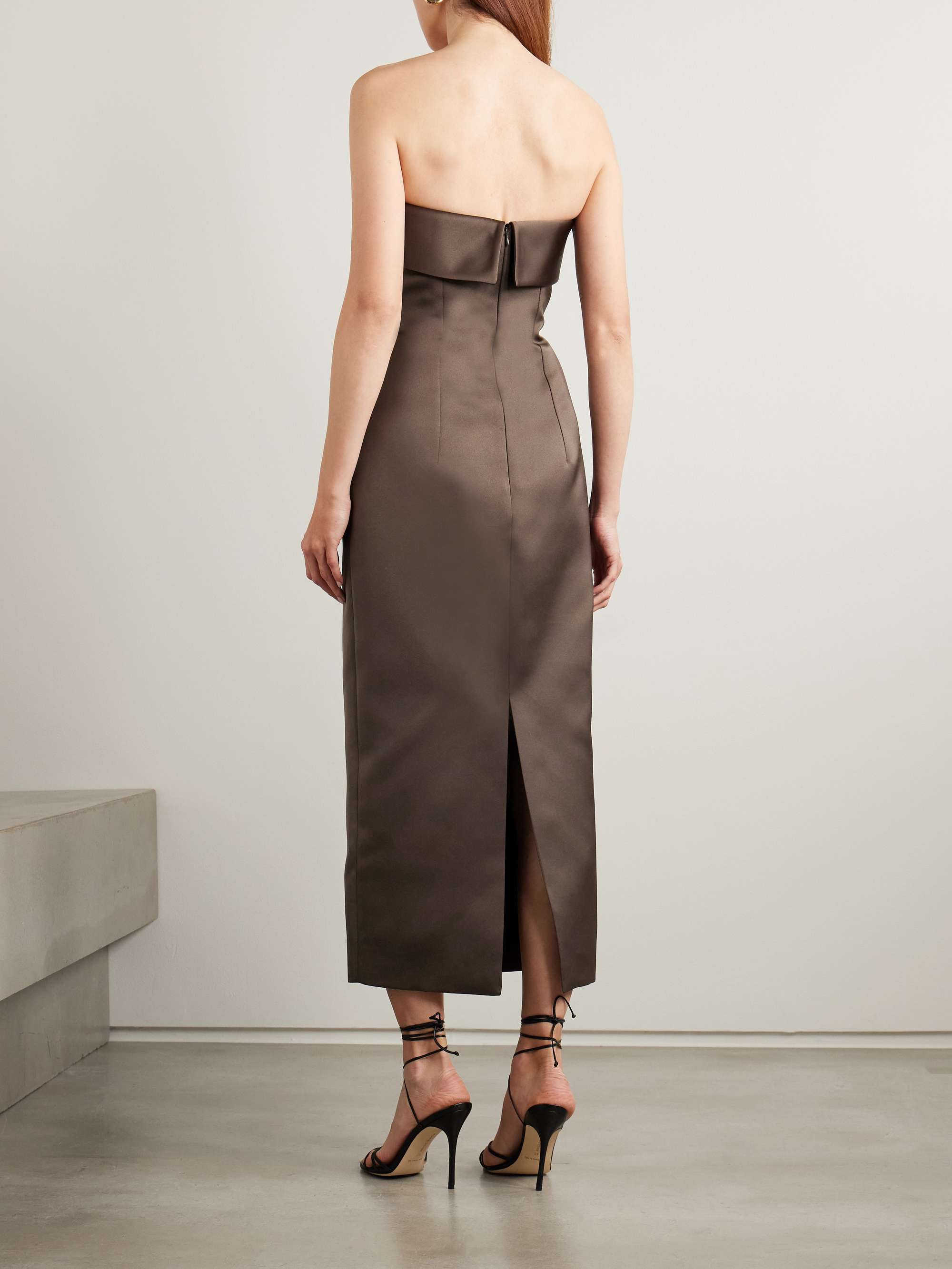 Keeley Mudu strapless duchesse-satin midi dress view