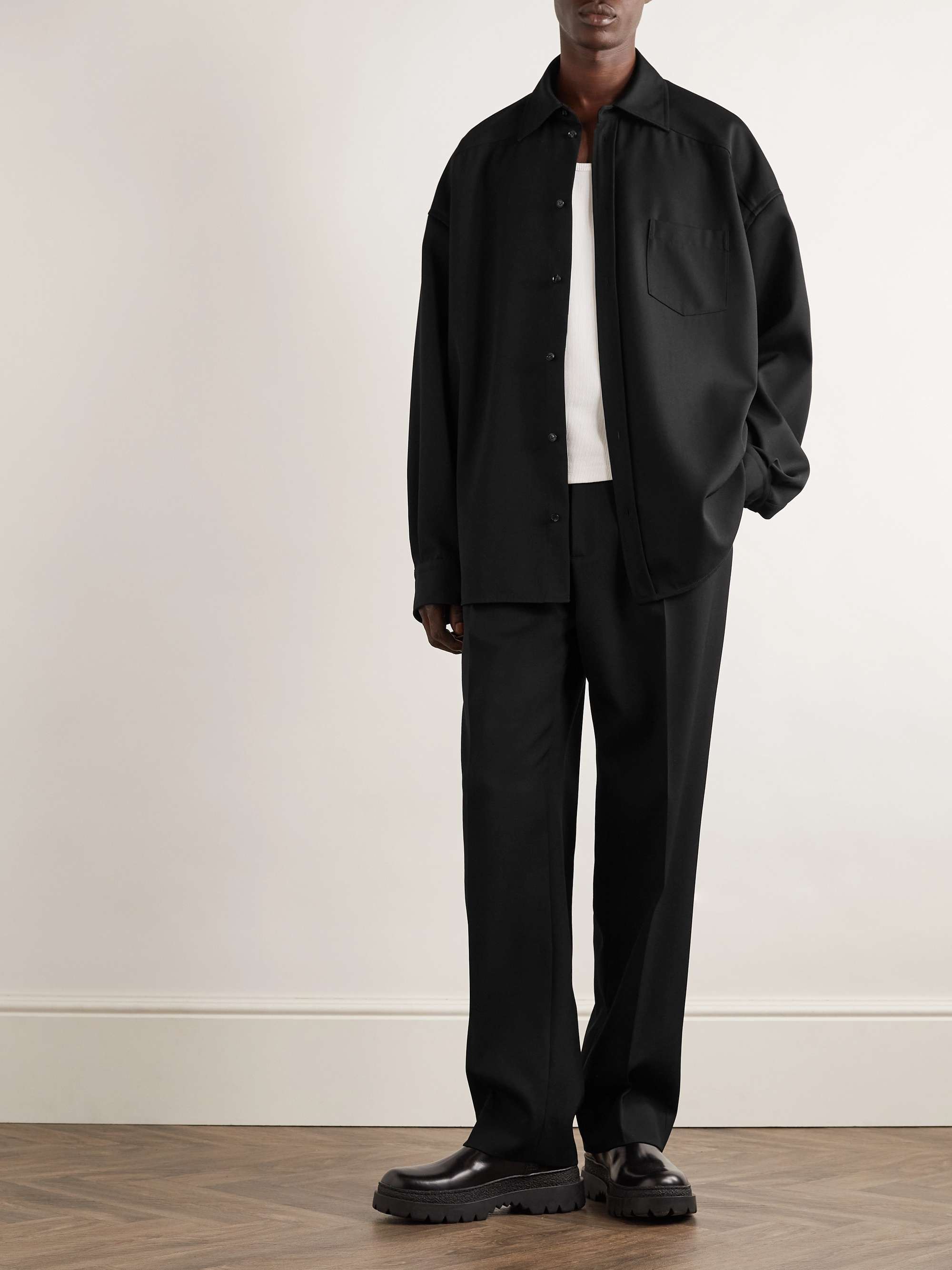 Straight-Leg Wool-Twill Trousers view