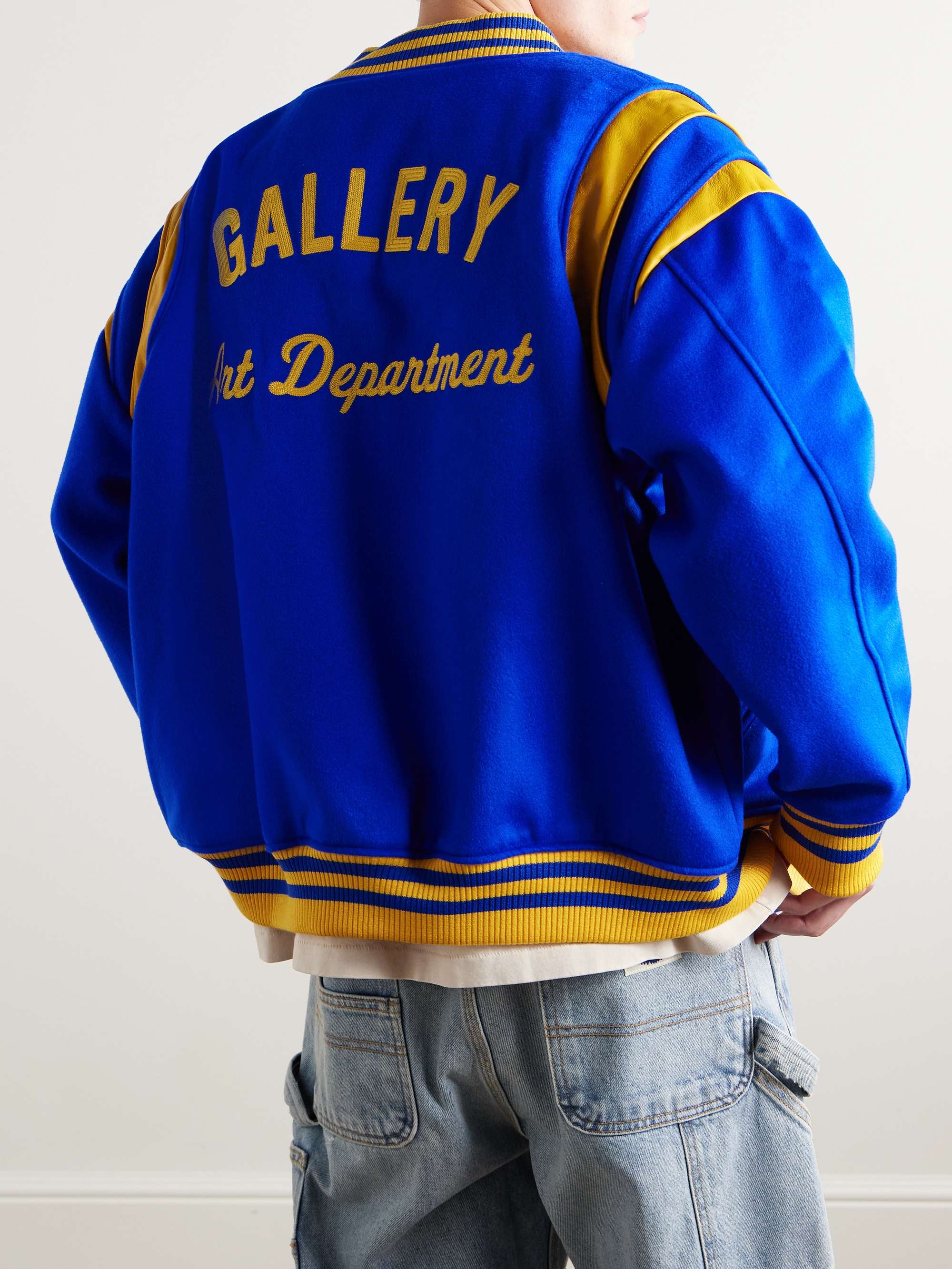 Logo-Embroidered Appliquéd Leather-Trimmed Wool-Blend Felt Varsity Jacket view