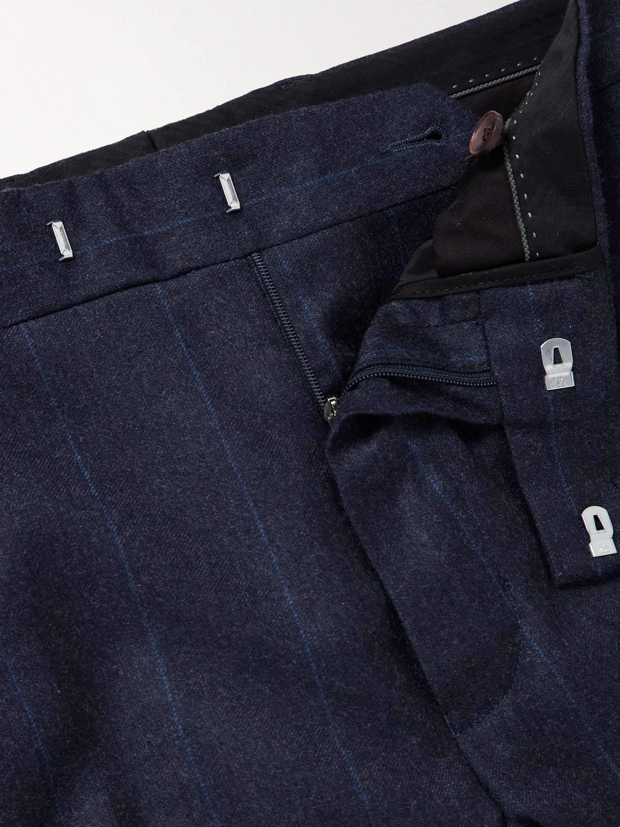 Straight-Leg Pinstriped Wool-Flannel Suit Trousers view