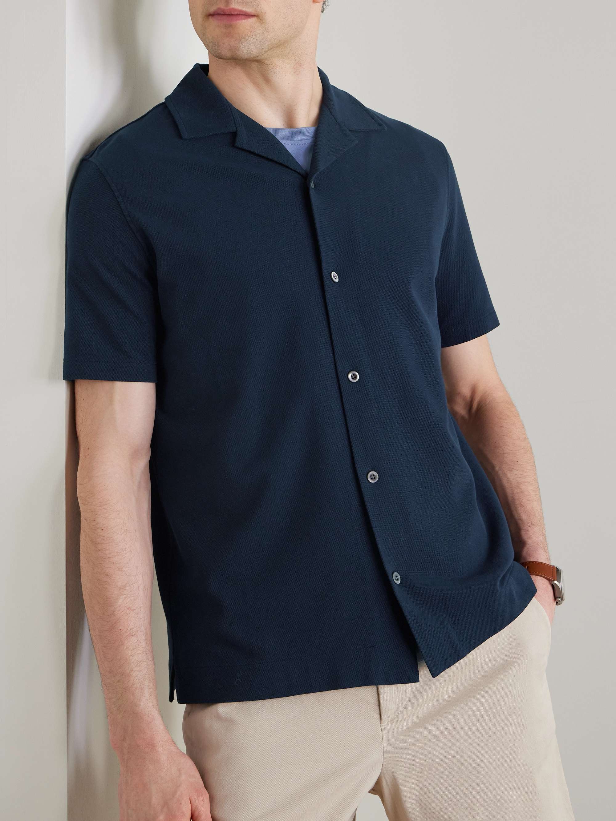 Camp-Collar Cotton-Piqué Shirt view