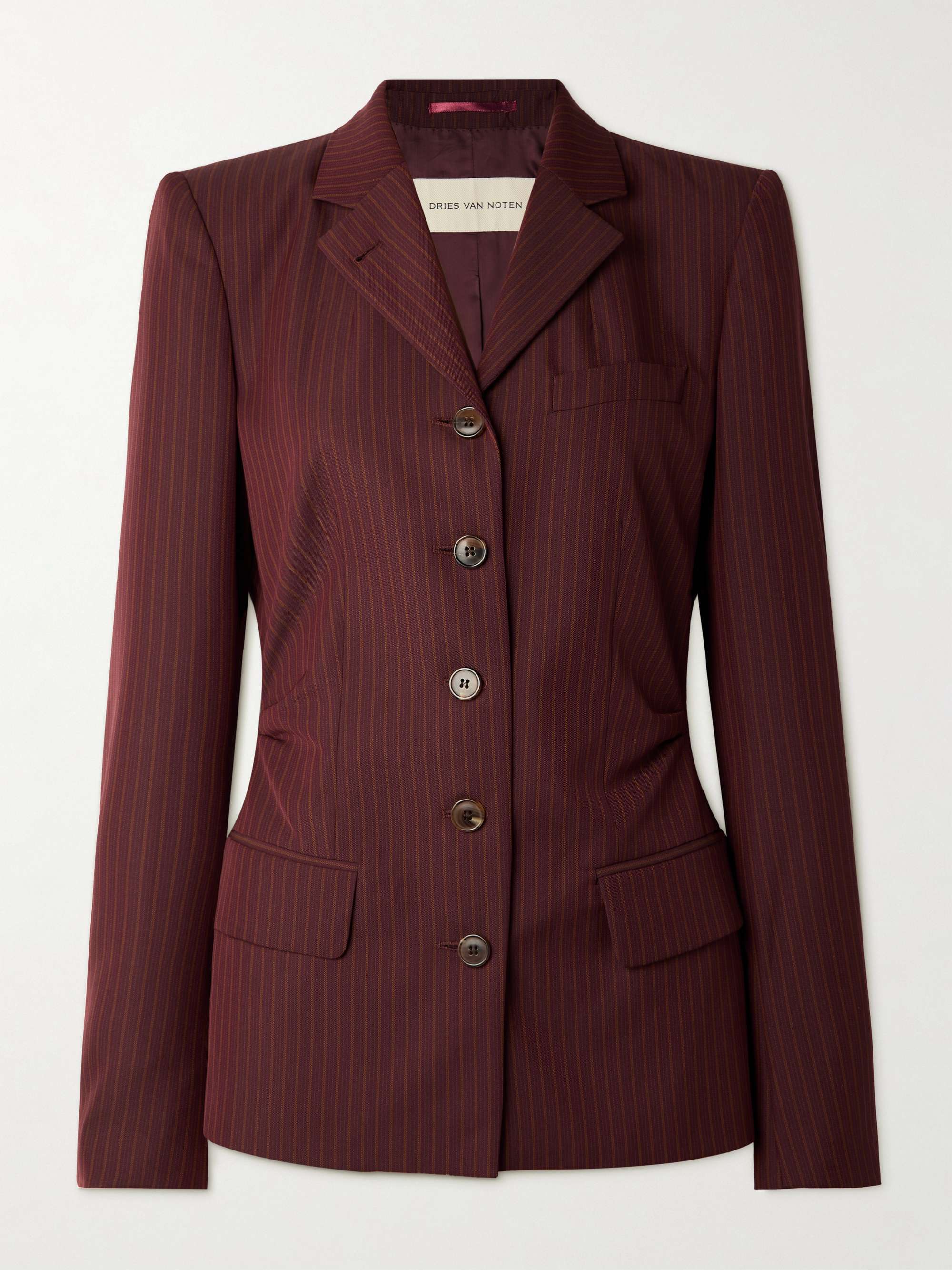 Pinstriped wool-blend blazer view