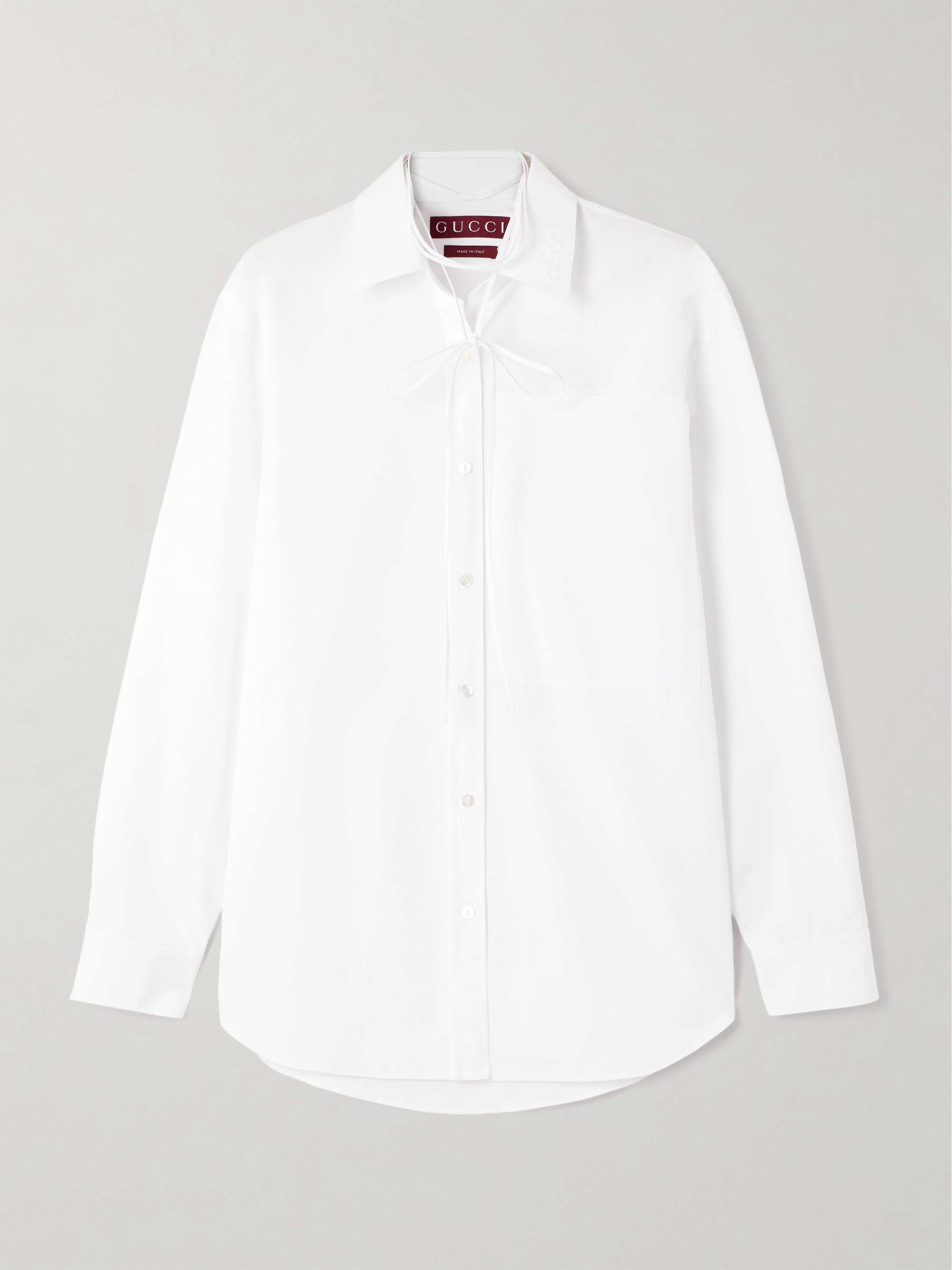 Tie-neck cotton-poplin shirt view