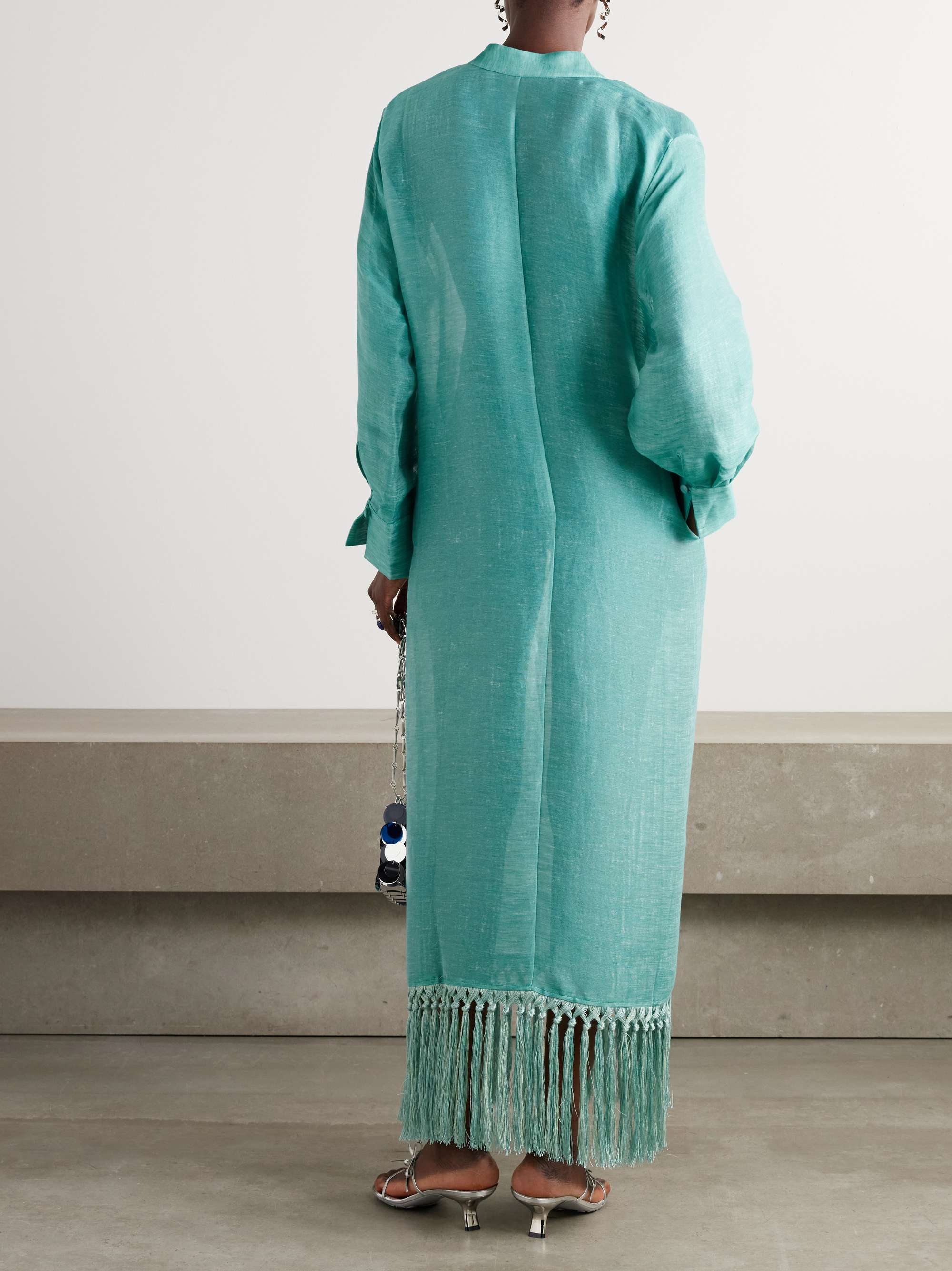Bahamas fringed linen-blend maxi dress view