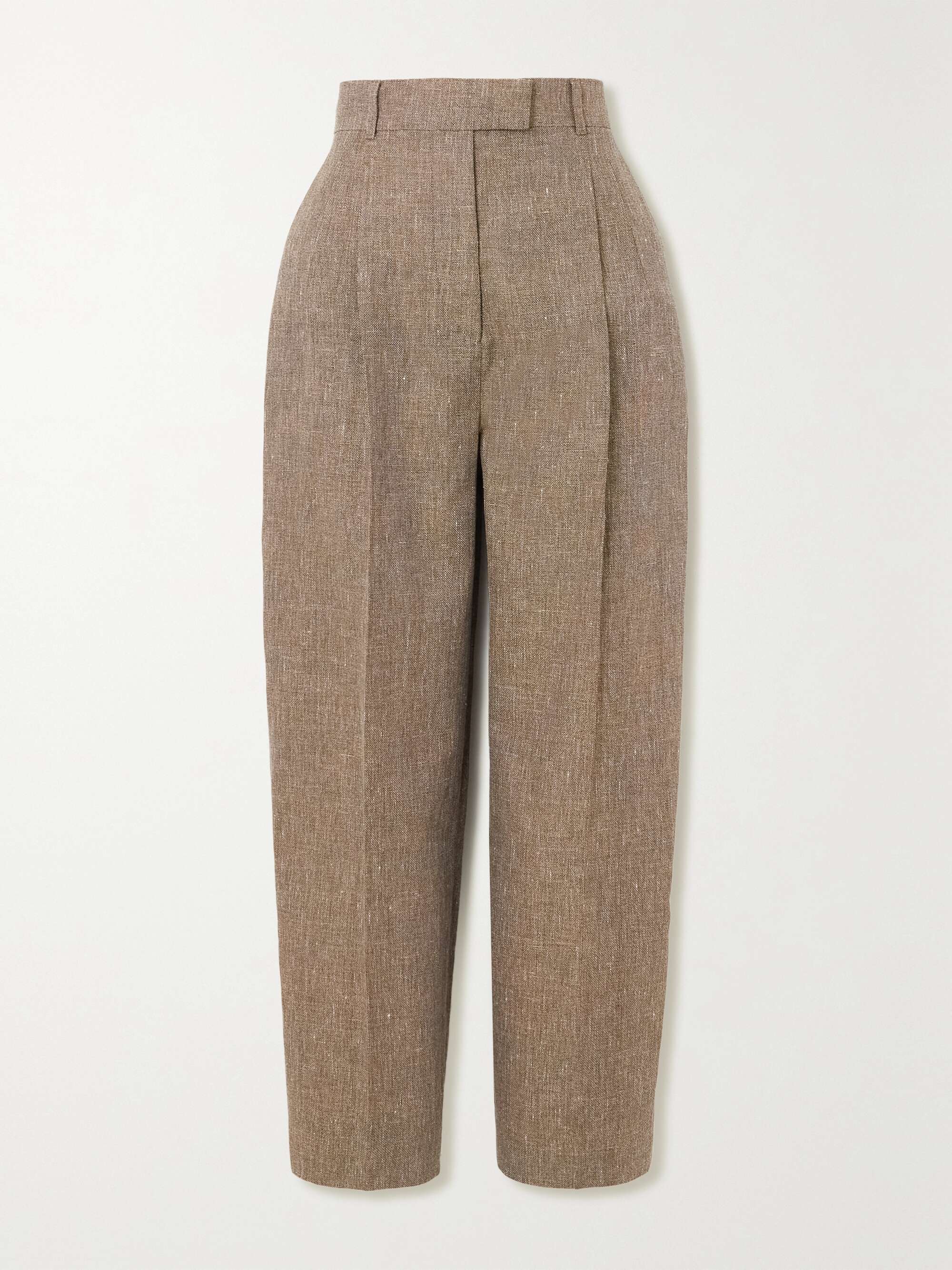 Wybie cropped pleated linen-blend wide-leg pants view
