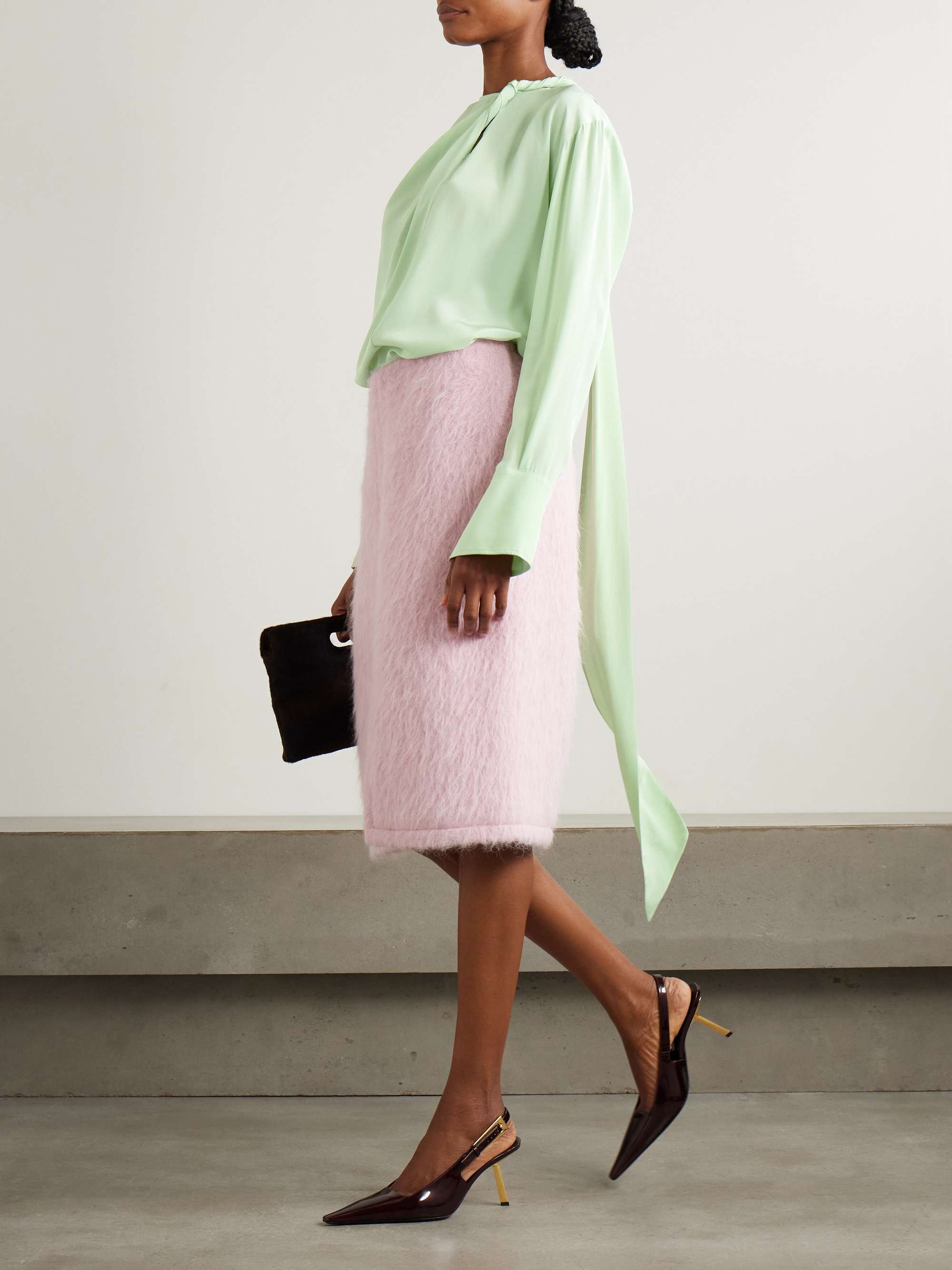 Twisted wrap-effect silk-crepe blouse view