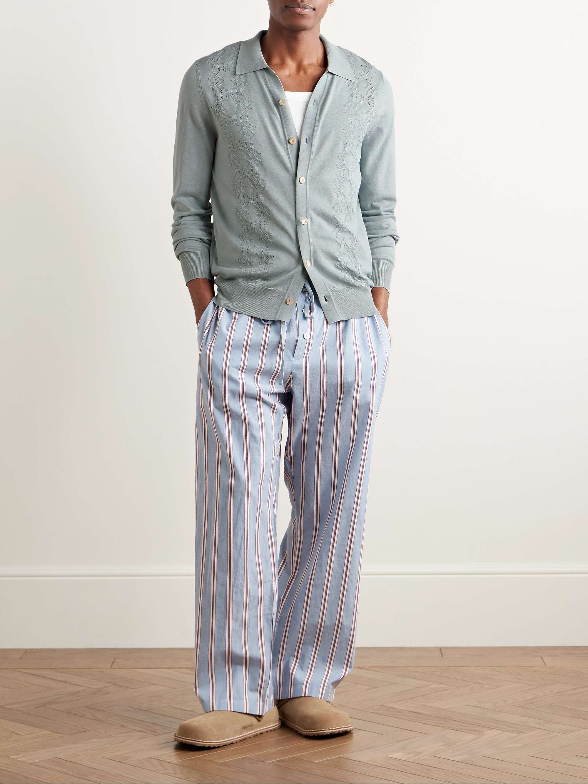 Slim-Fit Pointelle-Knit Cotton and Silk-Blend Cardigan view