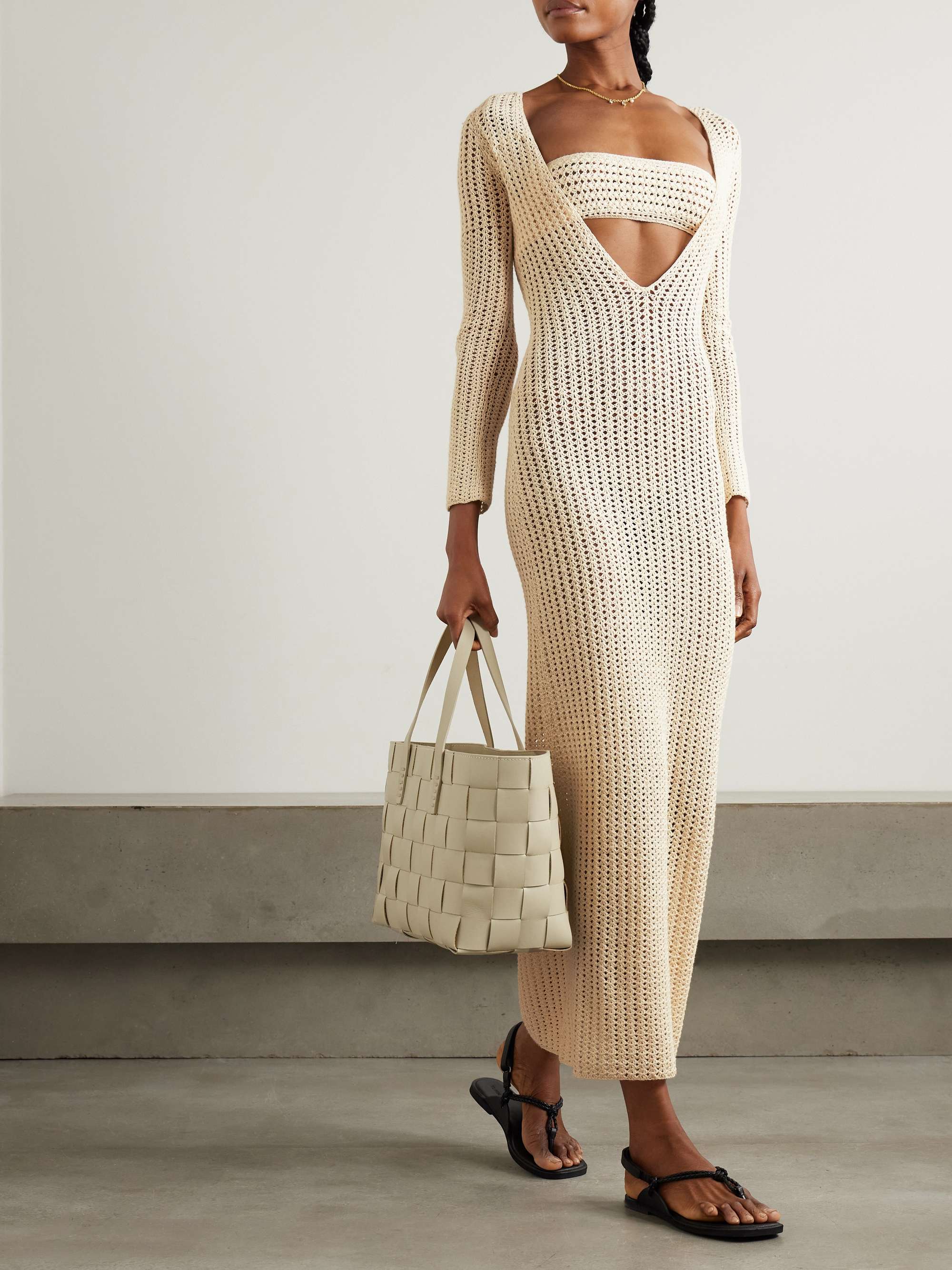 Misha open-back crocheted cotton maxi dress view