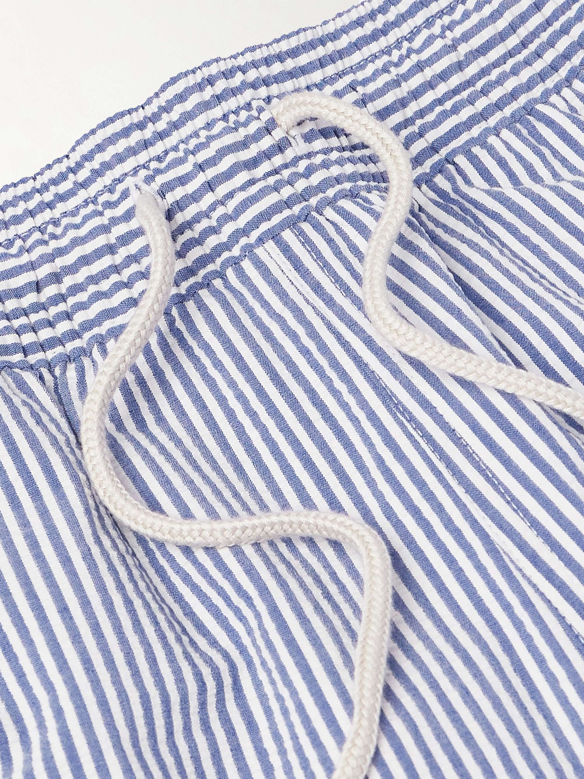 Traveler Straight-Leg Mid-Length Striped Cotton-Blend Seersucker Swim Shorts view