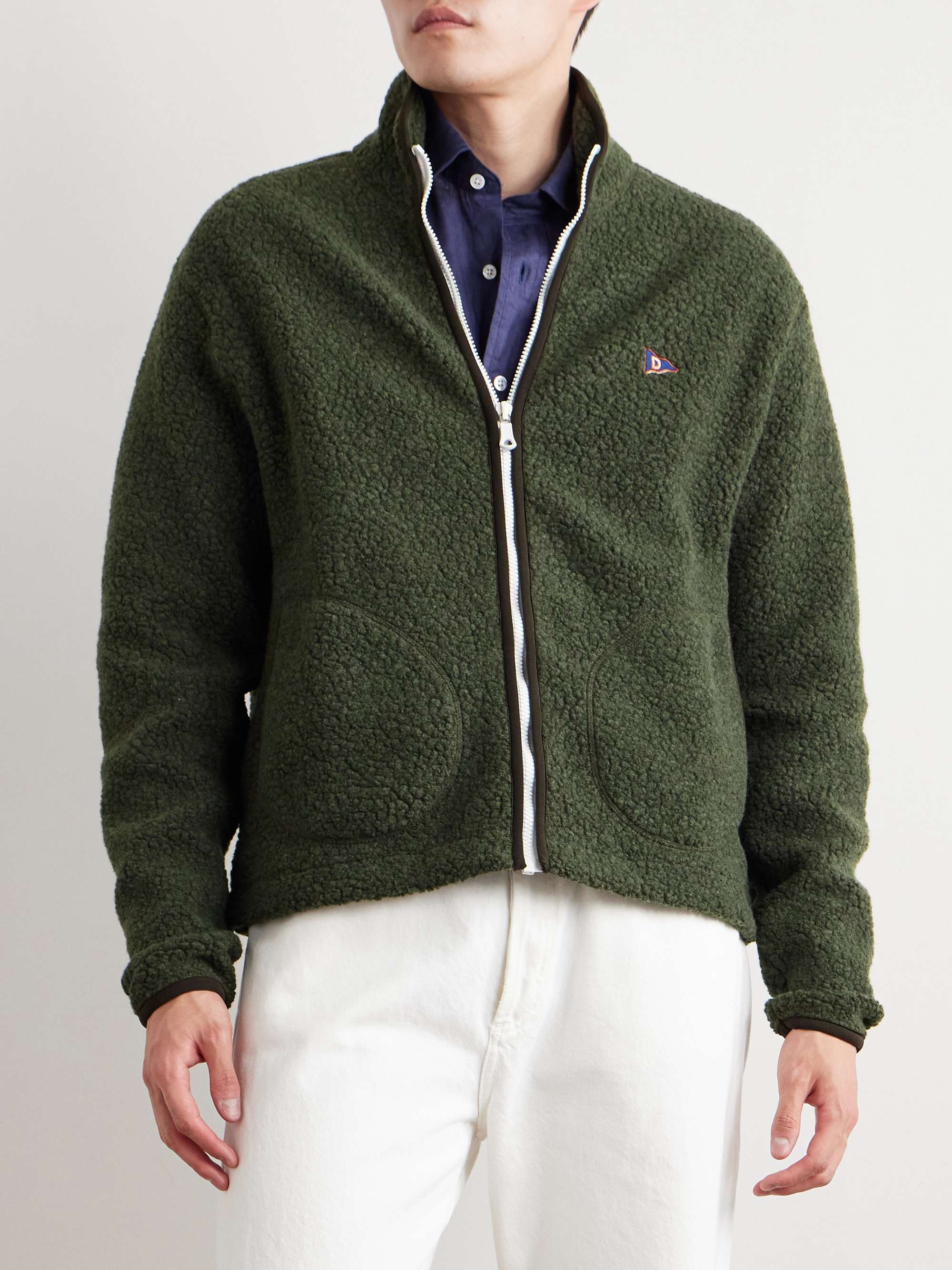 Logo-Embroidered Wool-Blend Bouclé Jacket view