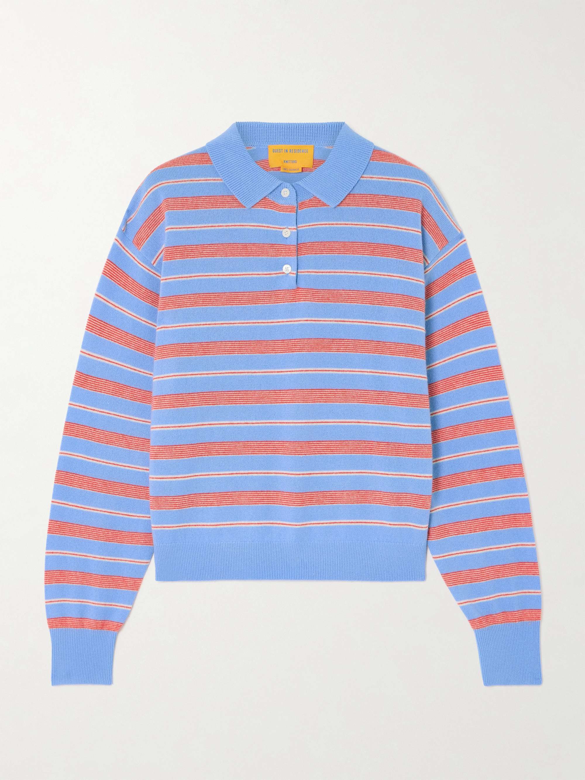 Striped cashmere polo sweater view