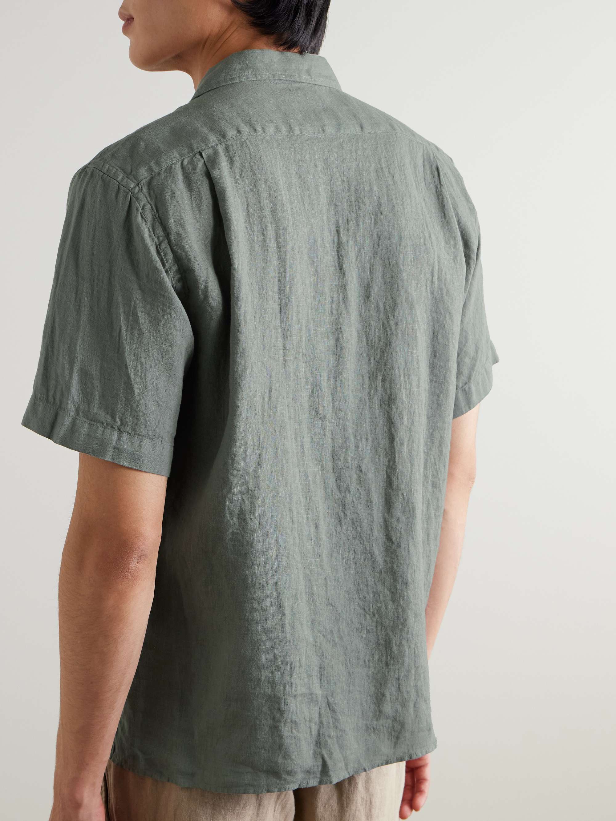 Palm Convertible-Collar Linen Shirt view