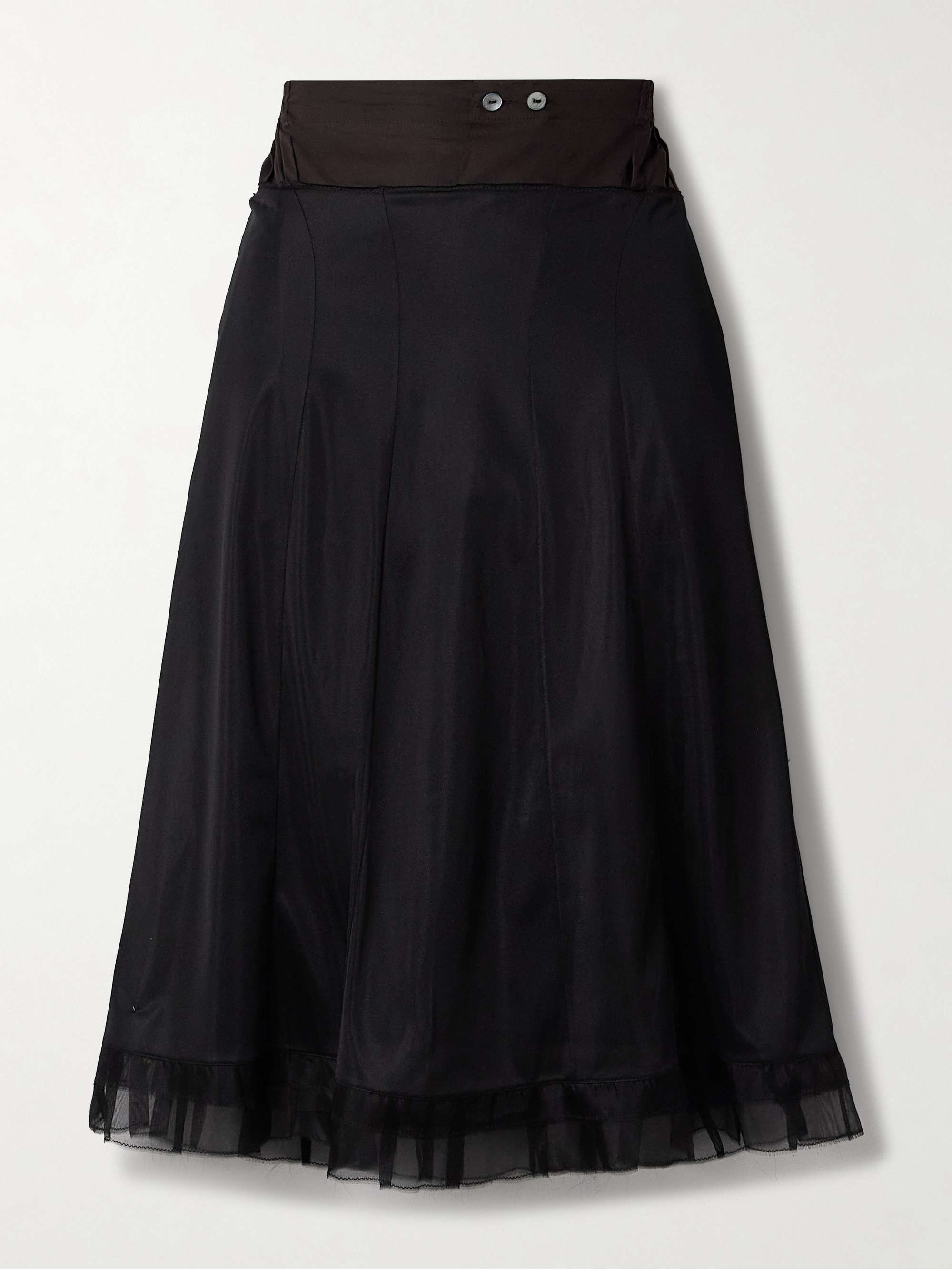 Paneled chiffon and cotton midi skirt view