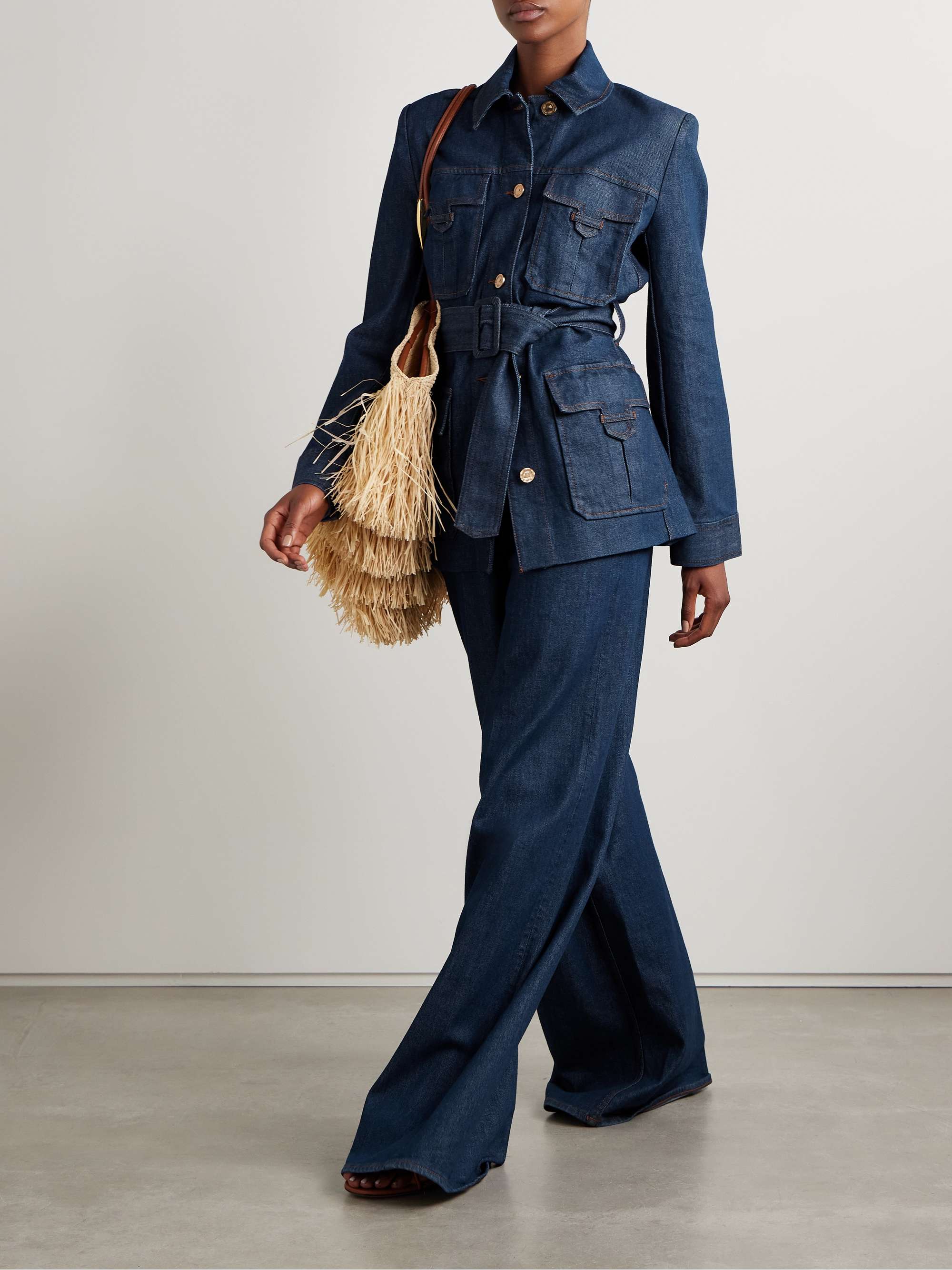 Illuminate belted high-rise wide-leg jeans view