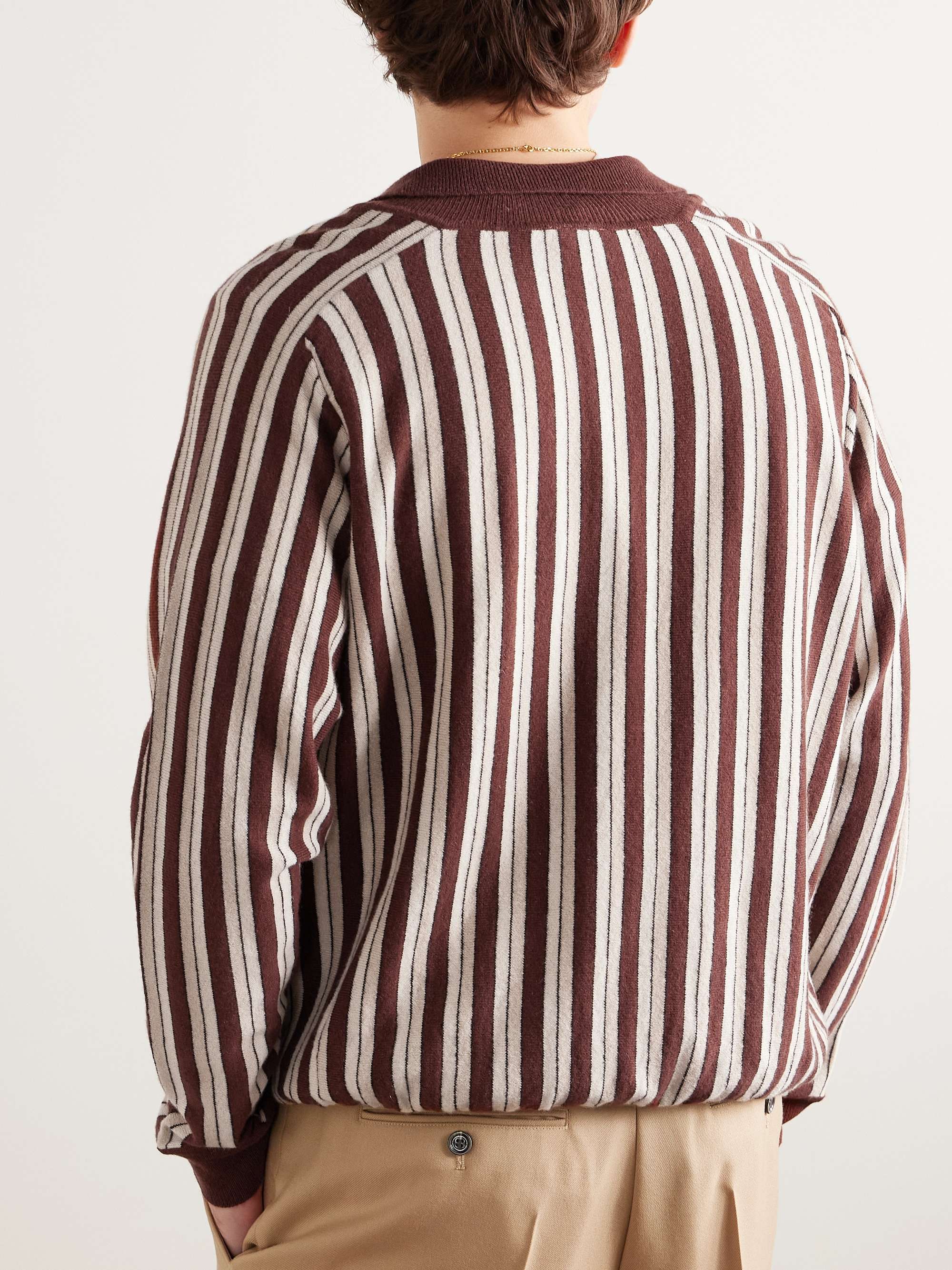 Hogan Striped Virgin Wool and Cashmere-Blend Polo Sweater view