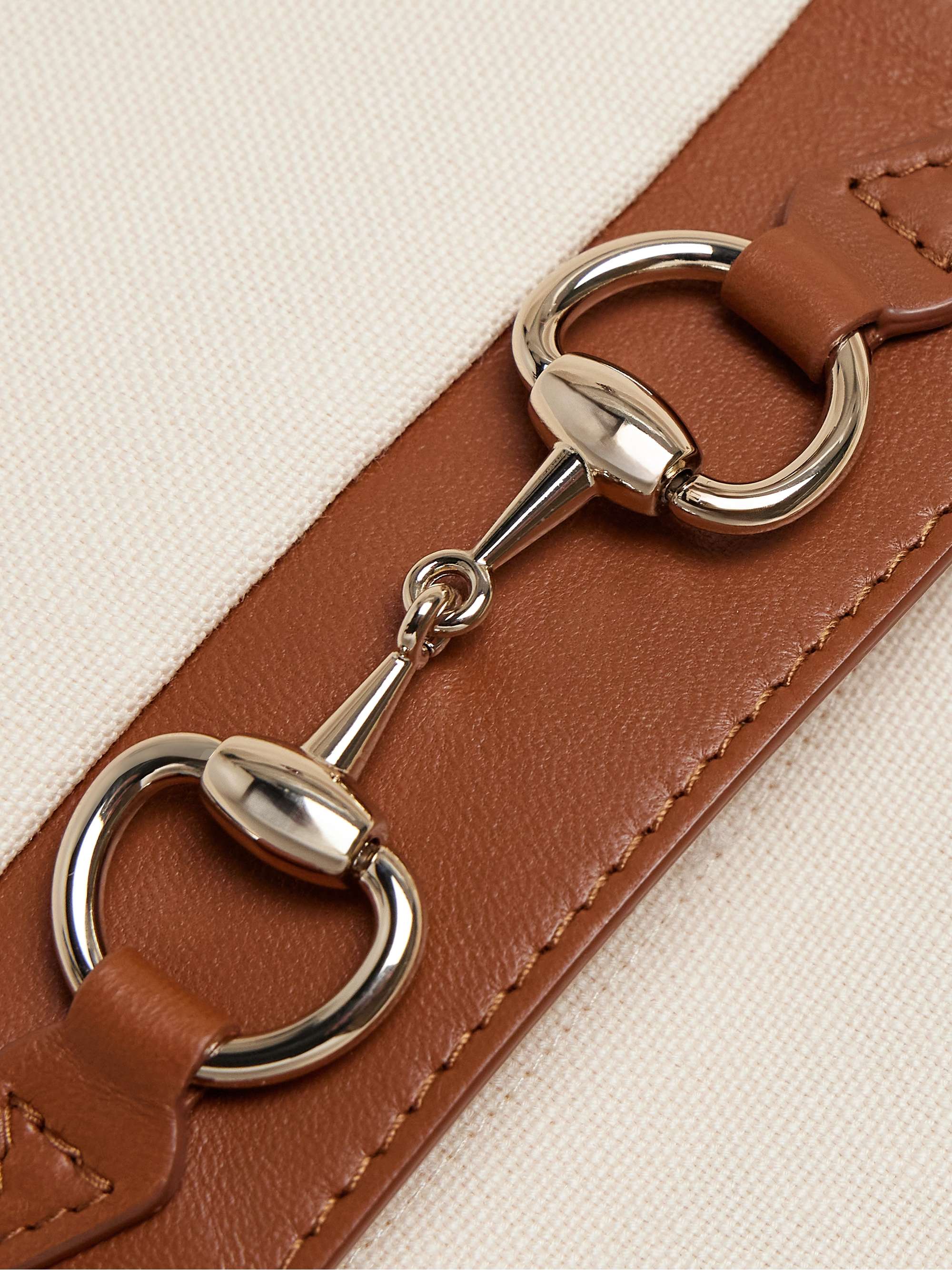 Horsebit-detailed leather-trimmed linen-canvas jacket view
